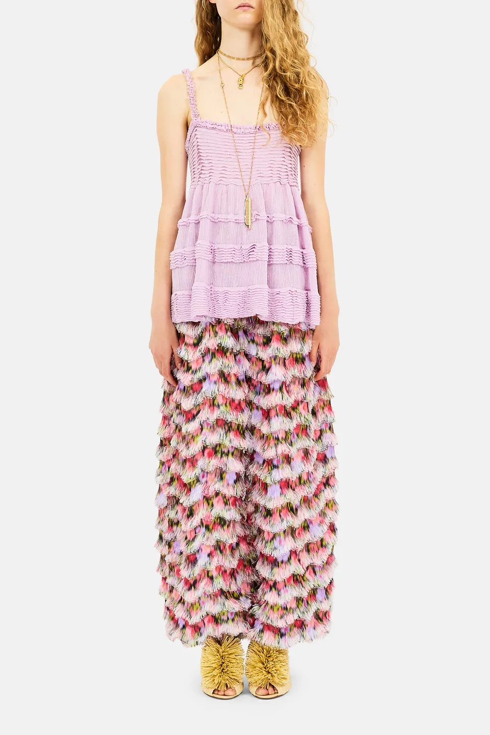 Ulla Johnson Elvira pantalon Summer Garden à franges