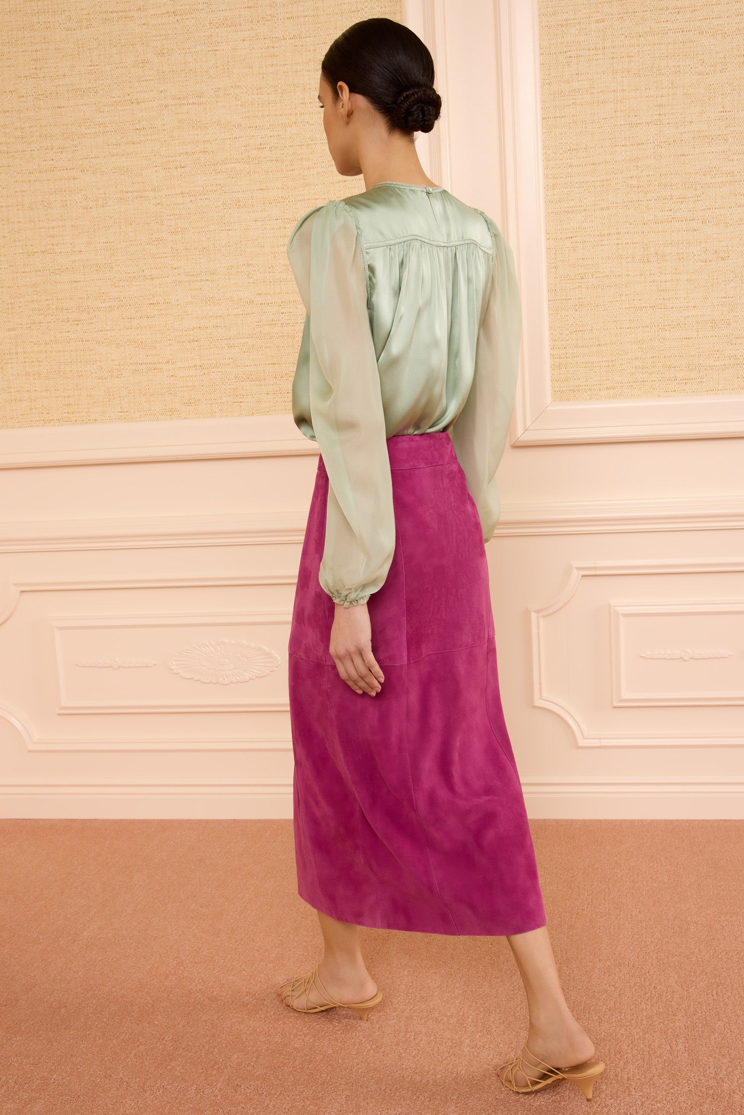 Ulla Johnson Orion Jupe crayon cuir Iris midi