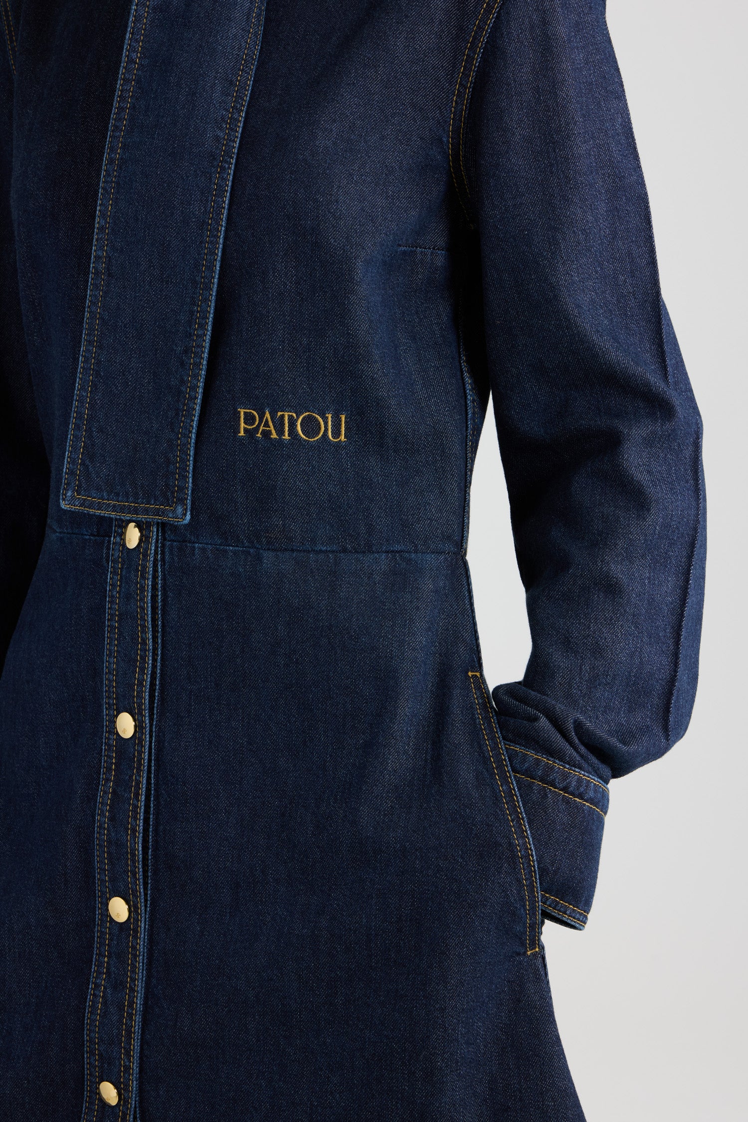 Patou Denim robe jean H25DR194 Blue Moon Rodeo rayée