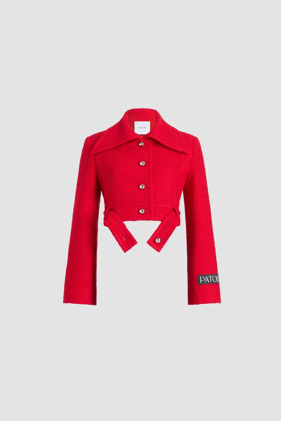 Patou Jackets H25JA0630223312R veste tweed rouge ceinturée