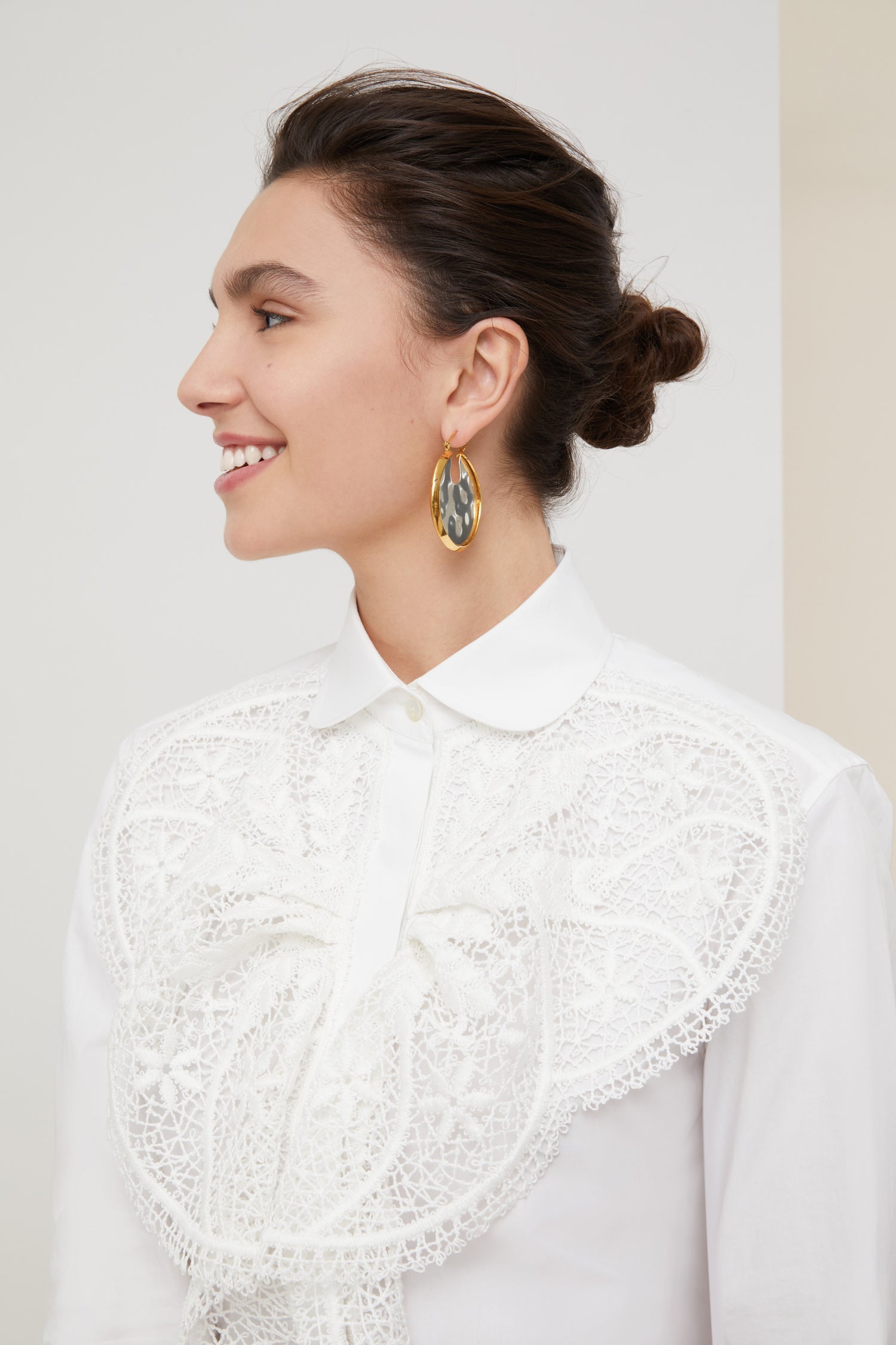 Patou Jewellery créoles JW001 laiton martelé doré