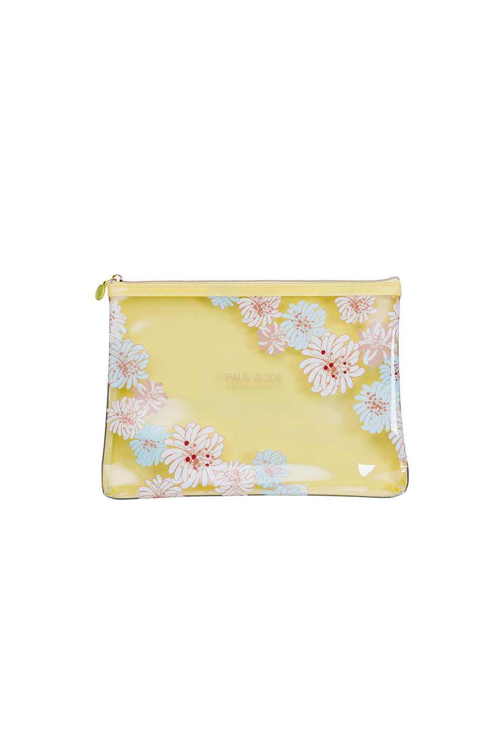 Paul & Joe pochette transparente jaune chrysanthèmes 24 cm