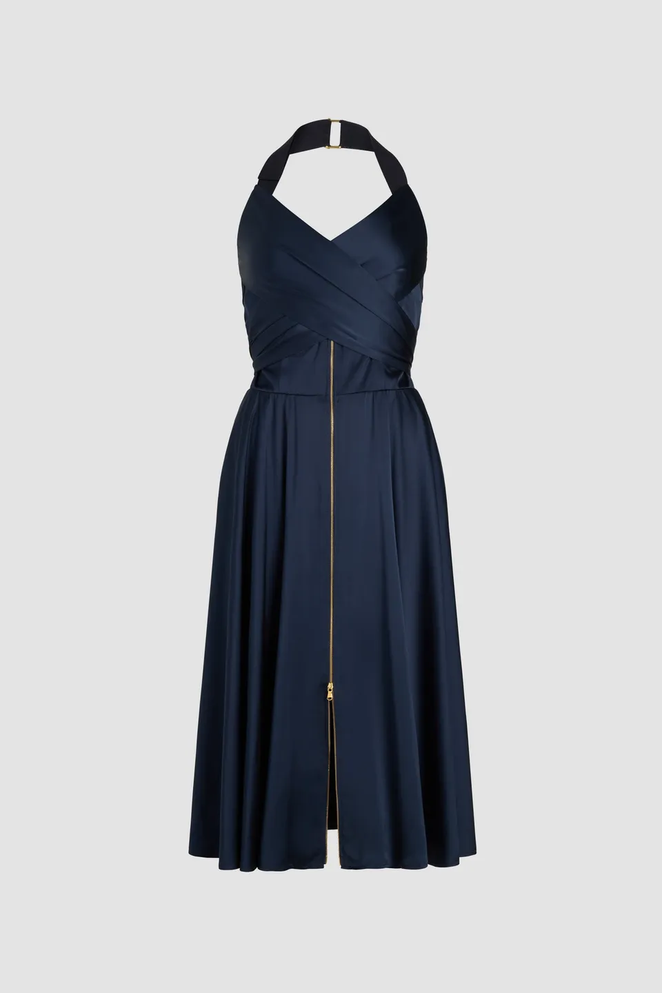 Patou Dresses DR161 robe midi Navy Black satin viscose