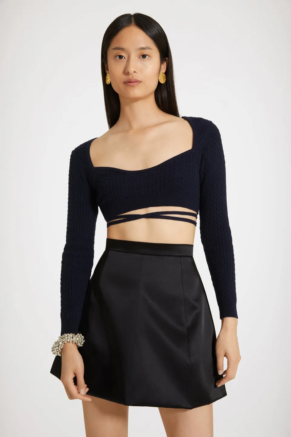 Patou KN122 top maille laine Total Eclipse torsades