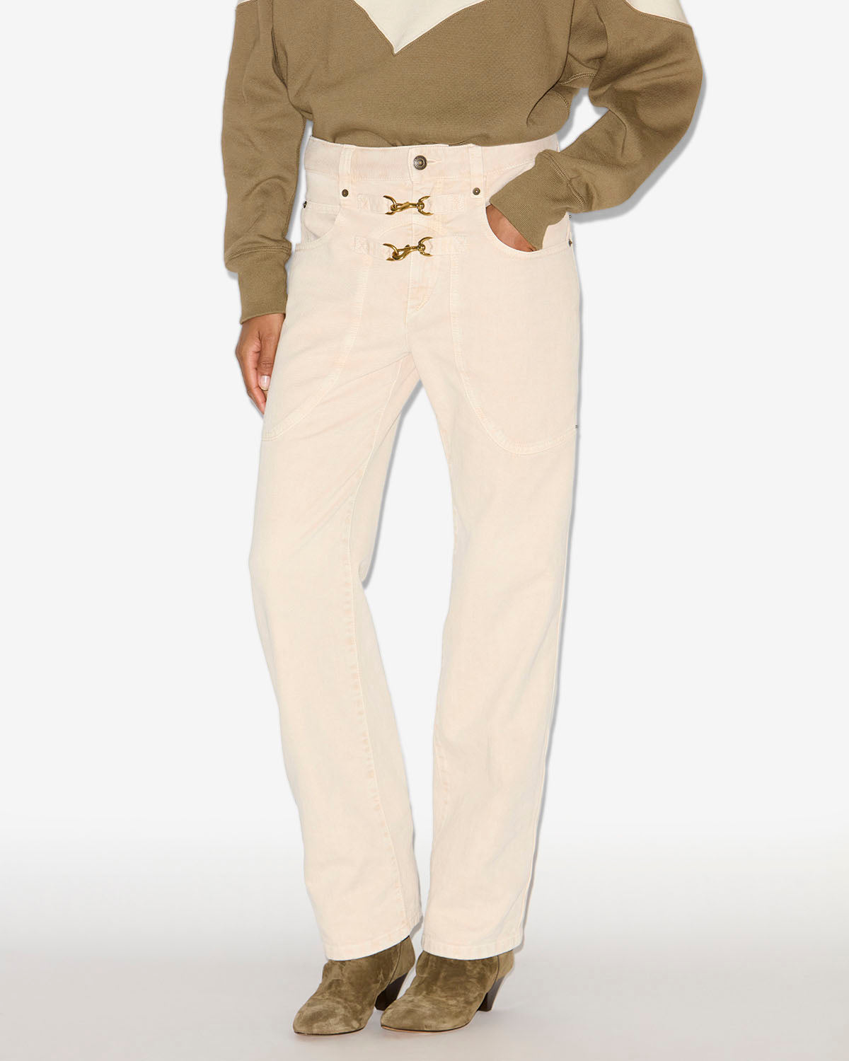 Isabel Marant Brinley jean droit écru taille haute