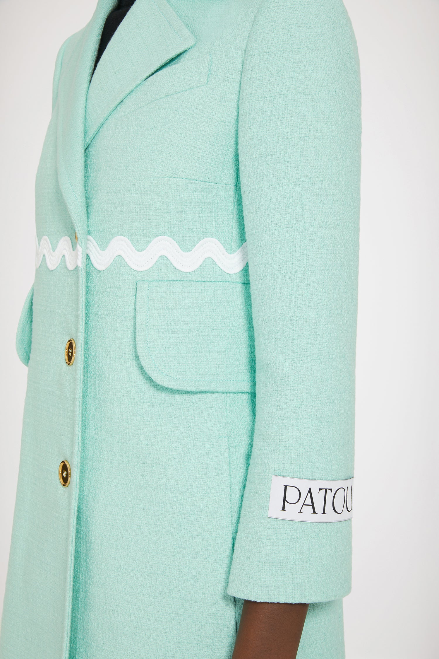 Patou P24CO0210177705G manteau tweed vert menthe