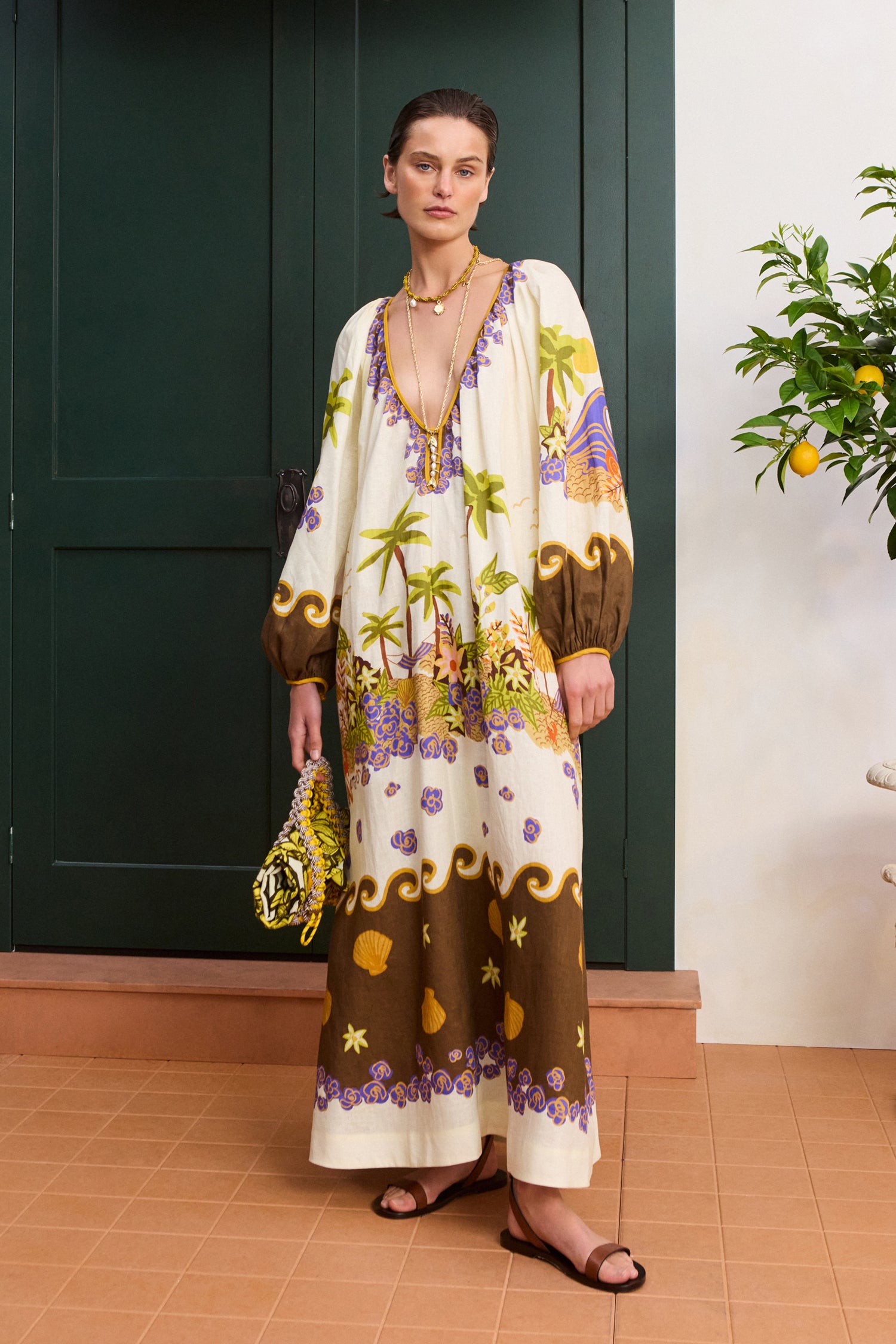 Alemaïs Island Cove Dress robe midi lin ceinture