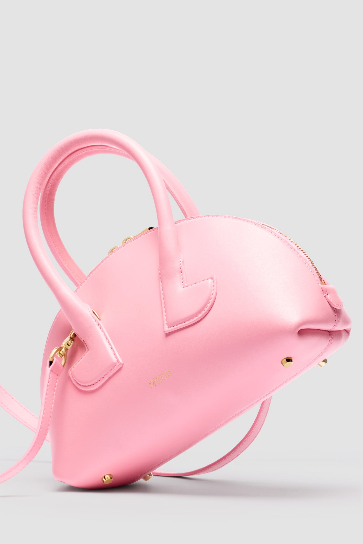 Patou BA019 sac bowling cuir rose Primrose TU