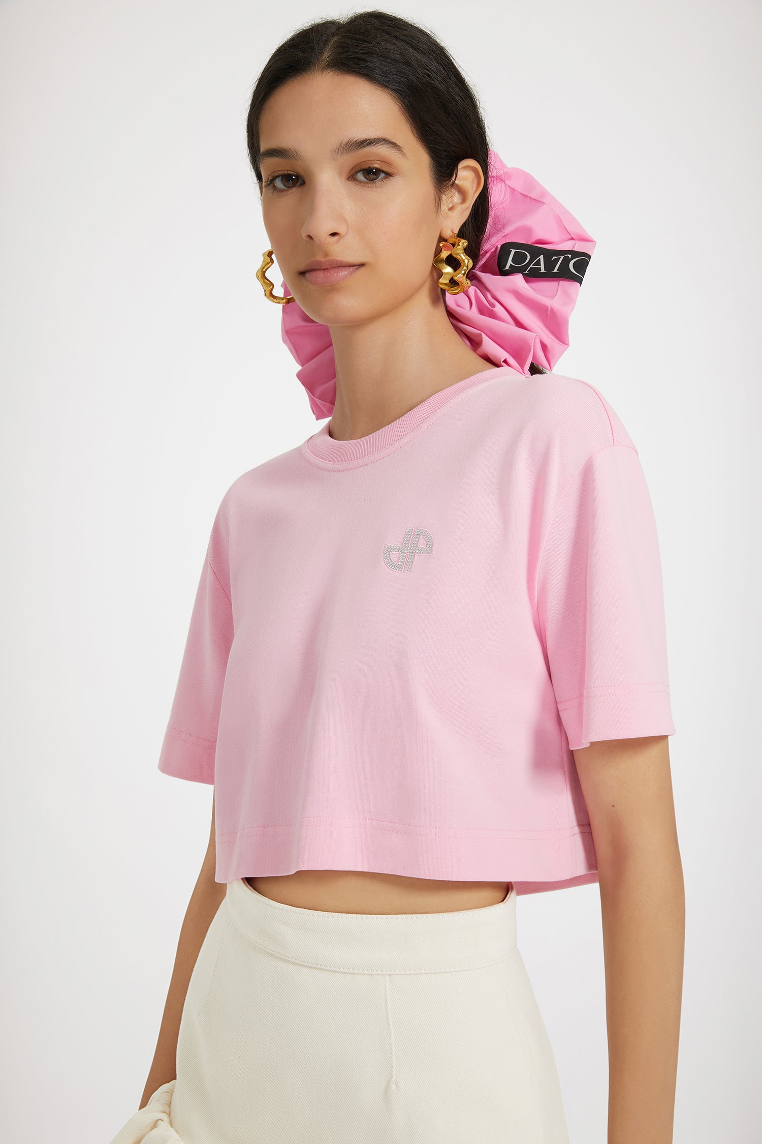 Patou JE116 T-shirt crop rose coton bio cristal