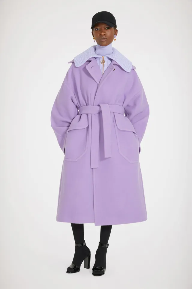 Patou CO013 manteau long laine violet