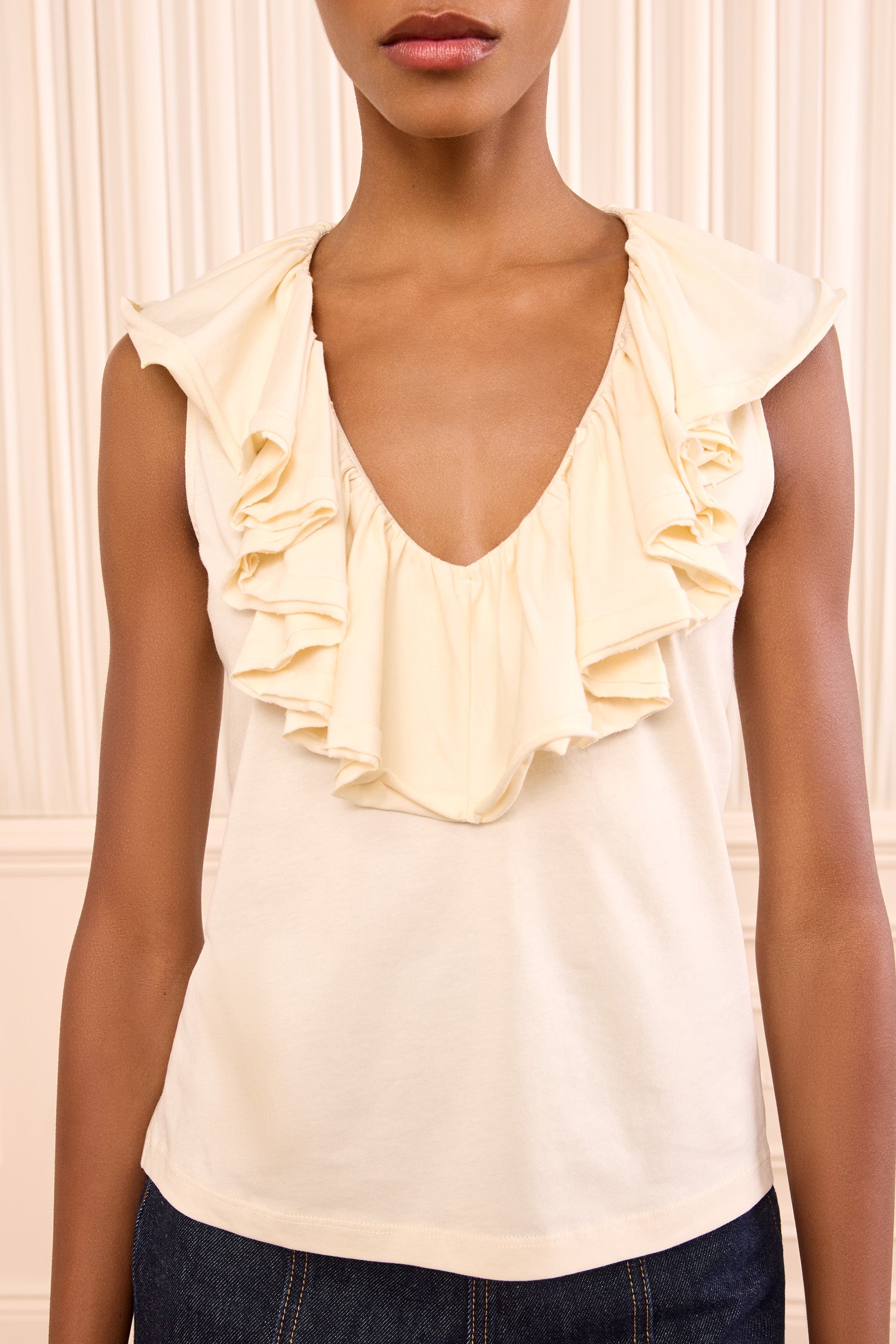 Ulla Johnson Elsie Top haut coton blanc Cowrie sans manches