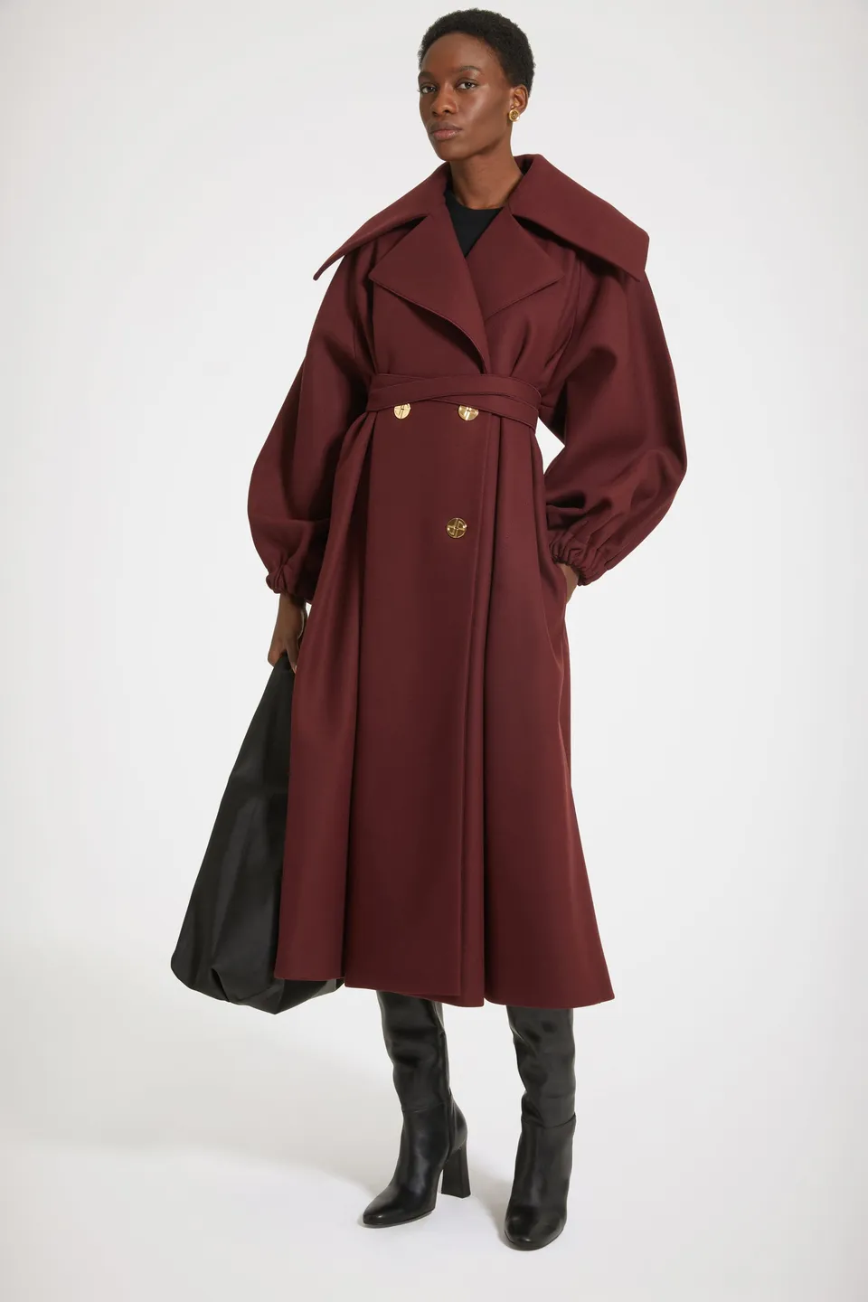 Patou Coats H23CO0160148496B manteau laine ruby wine