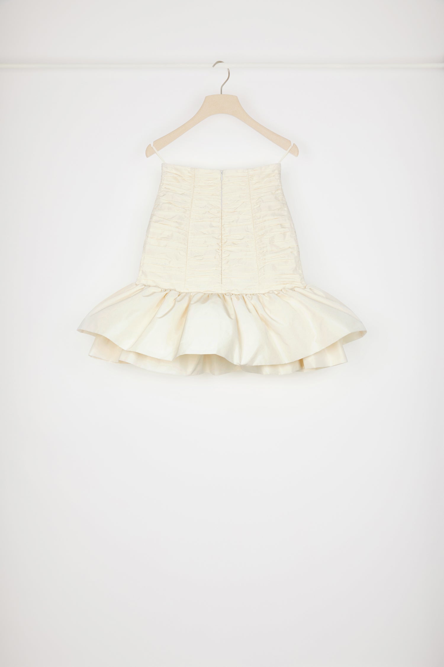 Patou SK041 mini jupe faille ivoire volants