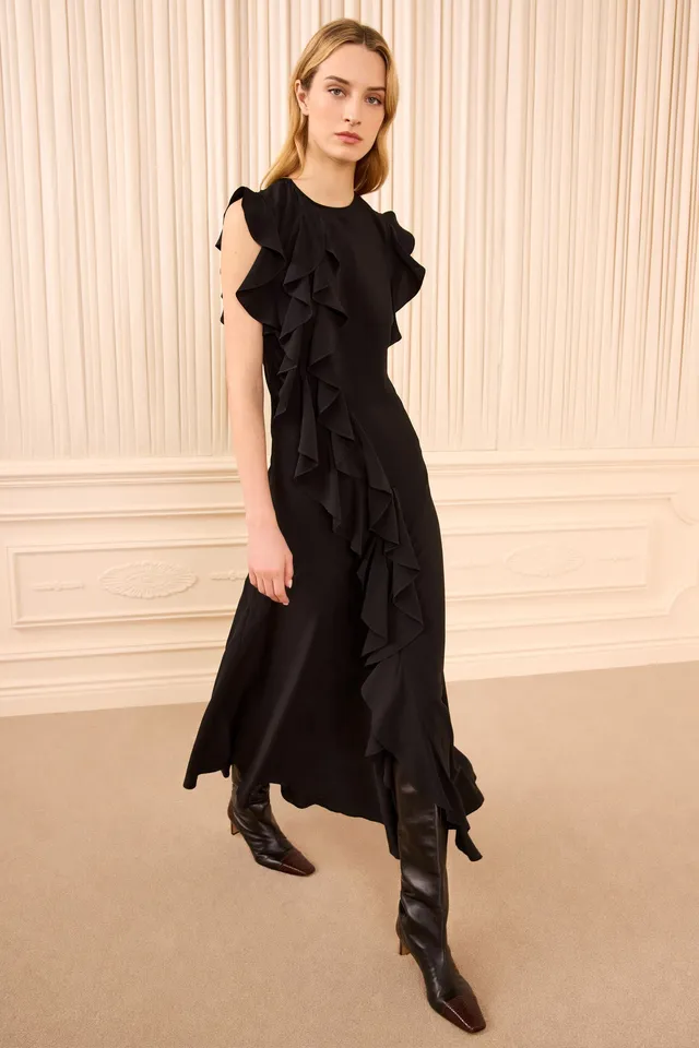 Ulla Johnson Ameline robe midi Noir soie sans manches