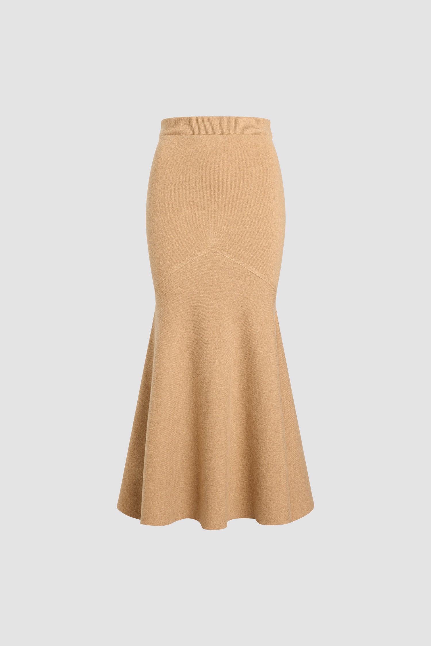 Patou KN298 jupe midi sirène beige laine cachemire