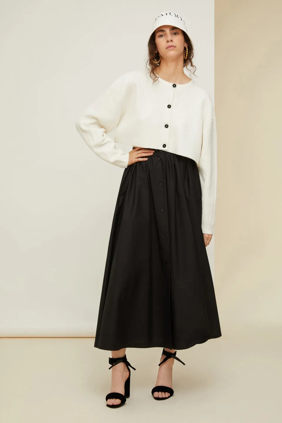 Patou SK027 jupe maxi coton bio Noire boutonnée