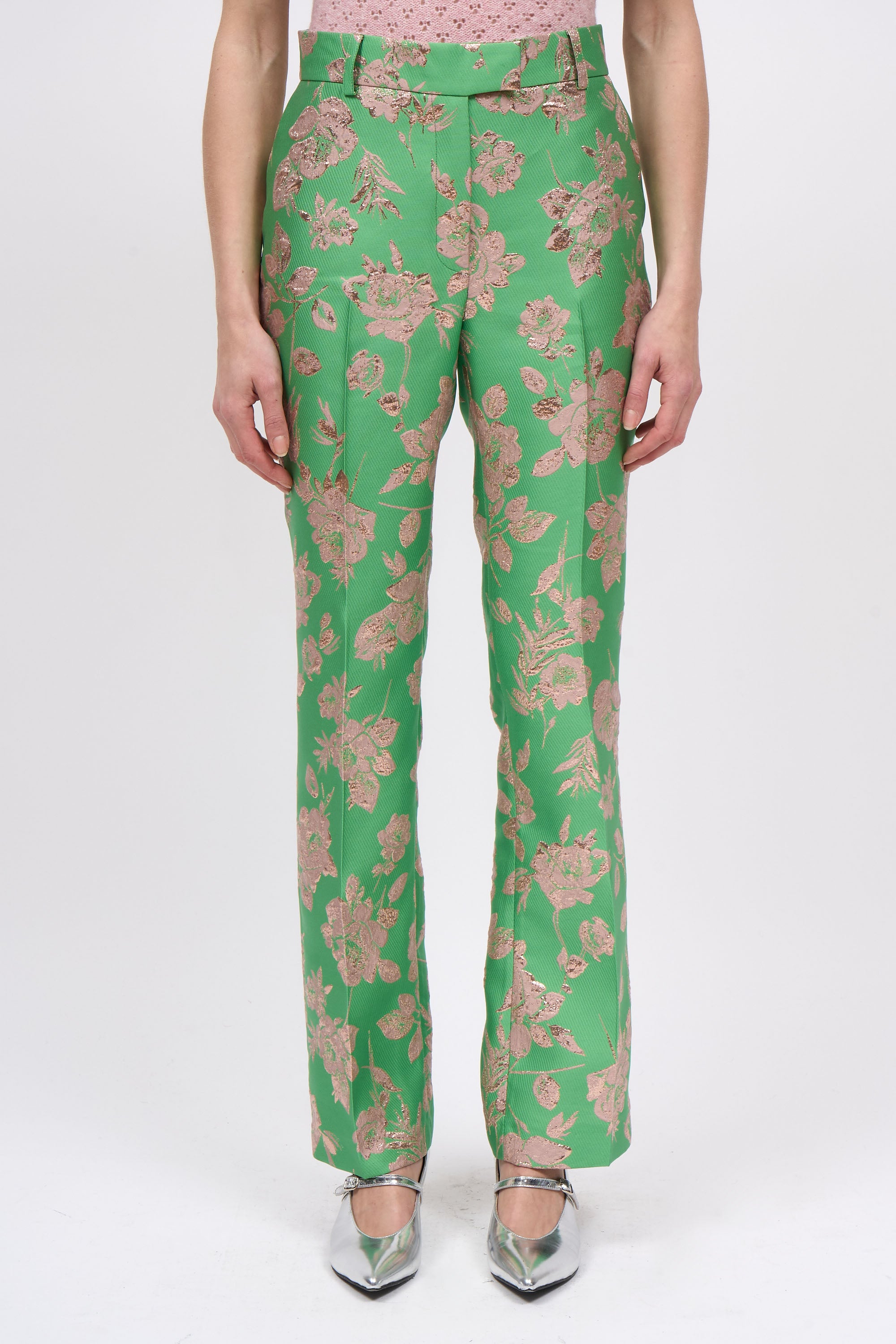 Paul & Joe Tailoring Pantalon Ballade jacquard floral vert