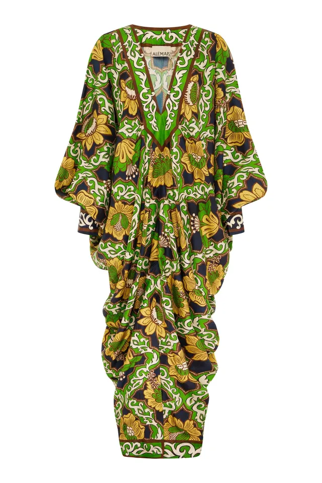 Alemaïs Liana V Neck Silk Midi robe midi soie taille 10