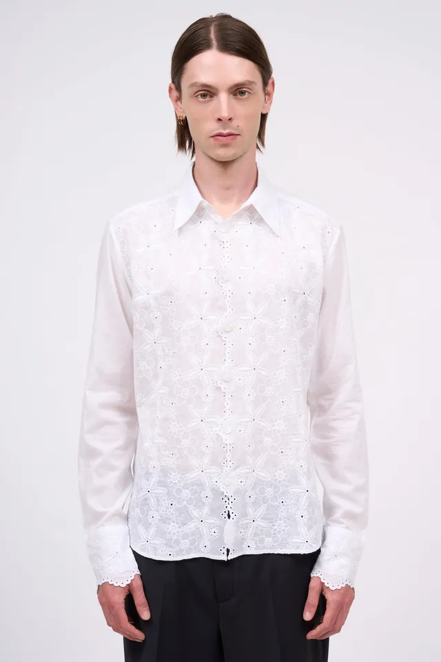 Paul & Joe Hauts chemise Stewart blanc voile coton brodée