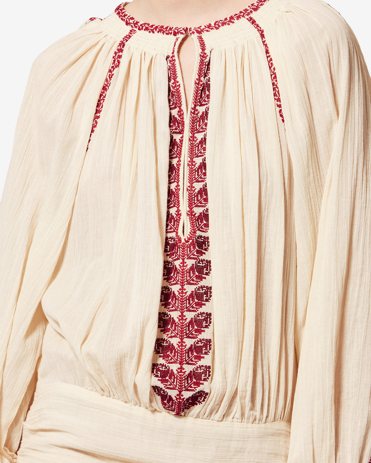 Isabel Marant Robes Ludy robe beige-rouge gaze coton