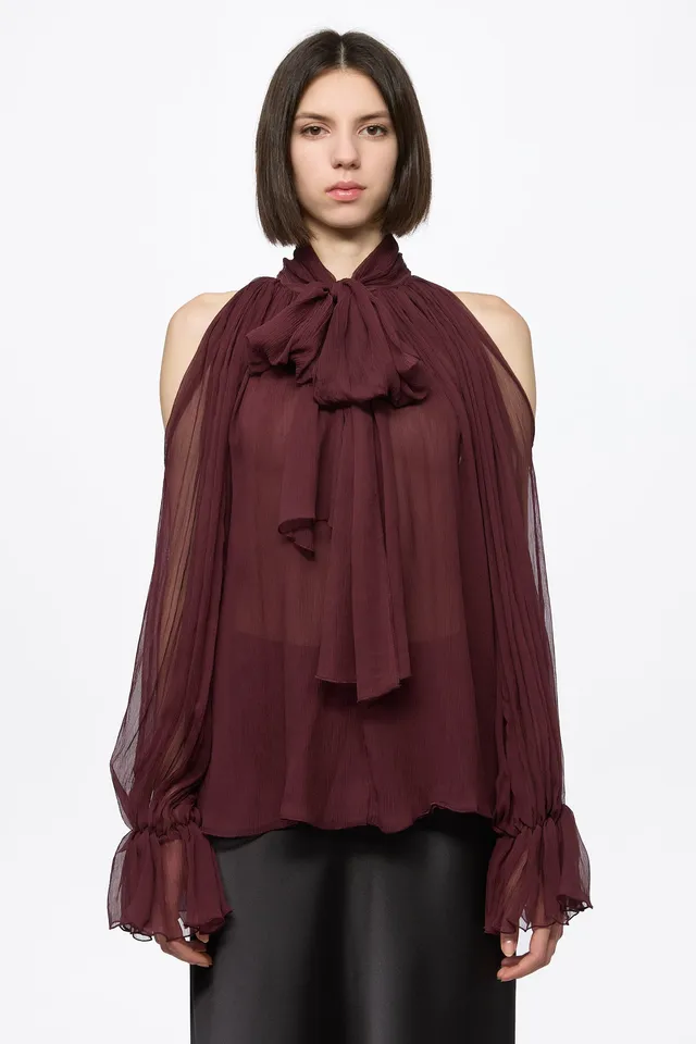 ATU Body Couture SILK chemise soie bordeaux foulard mousseline