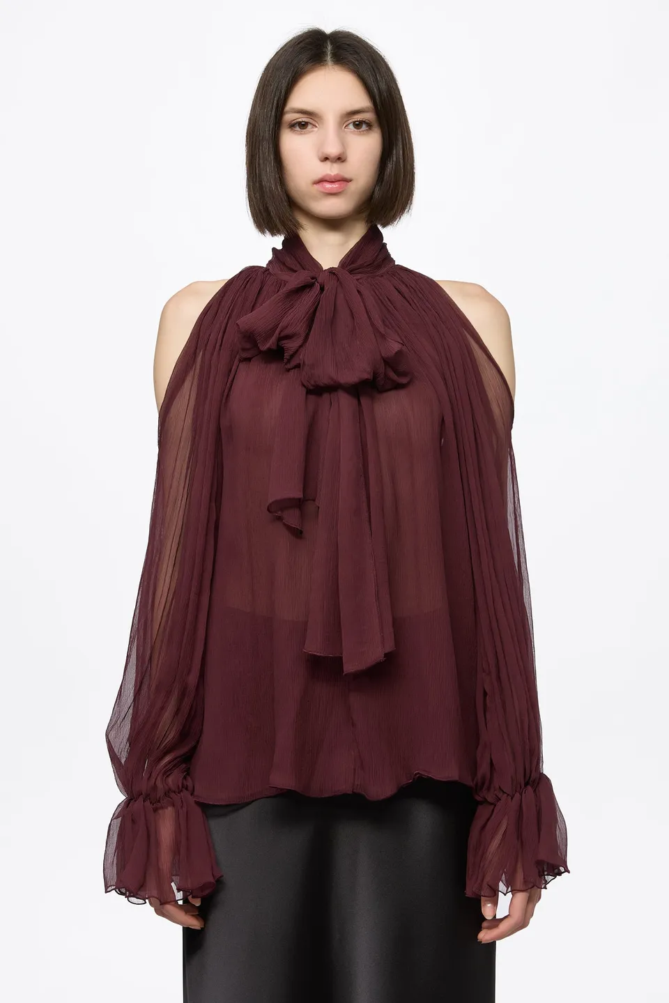 ATU Body Couture SILK chemise soie bordeaux foulard mousseline