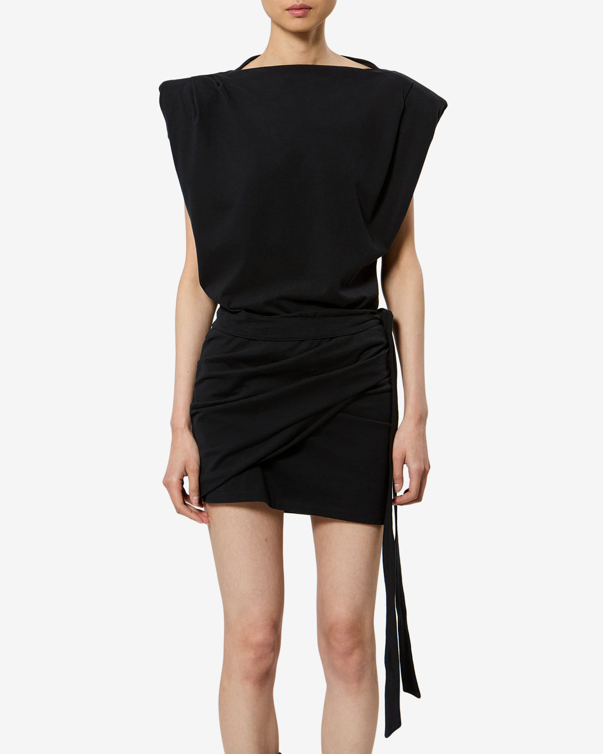 Isabel Marant Marielle RO0874 robe coton noir drapée