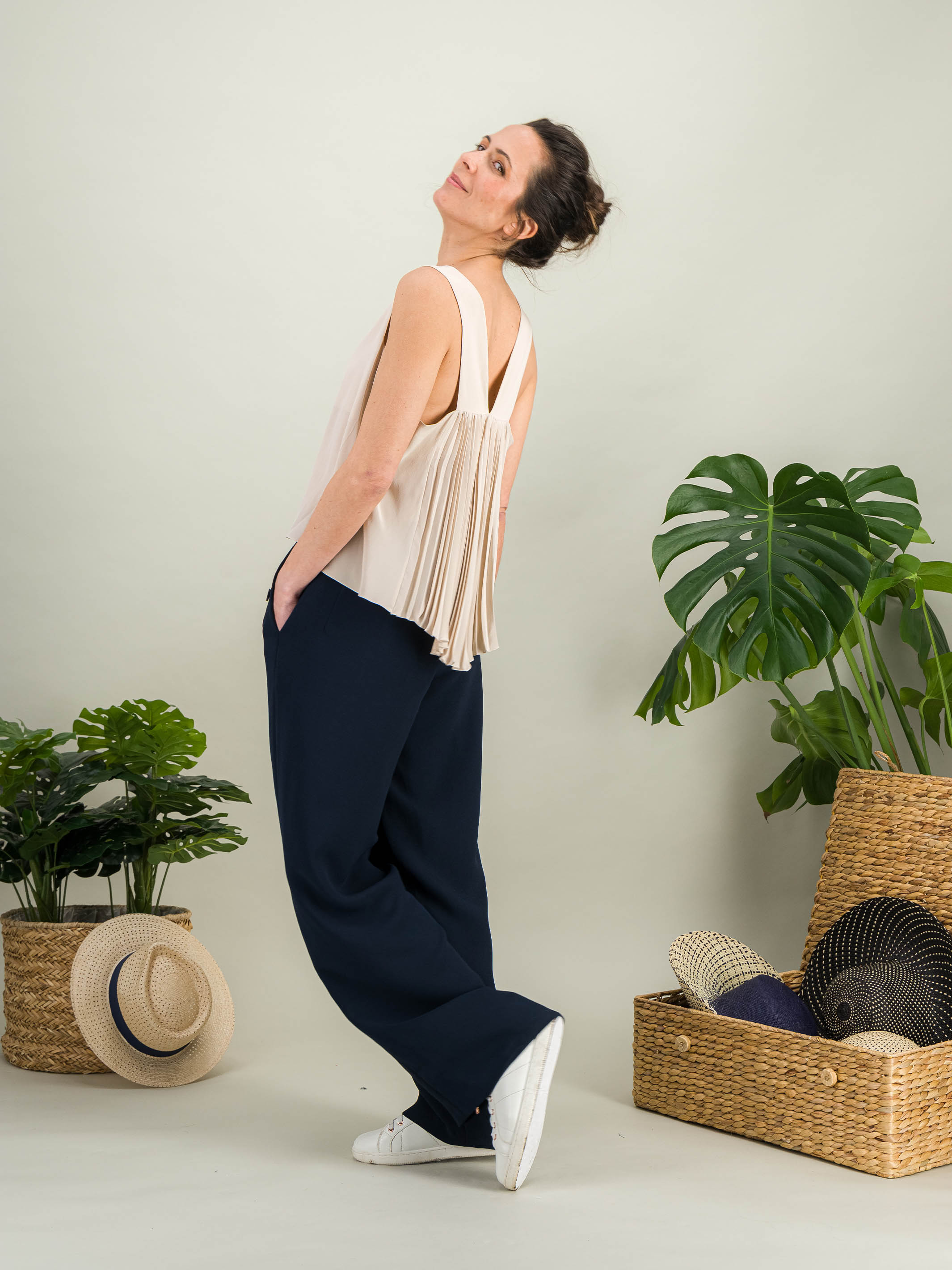 Anahide Saint André AMAYA top crêpe soie bleu azur 38