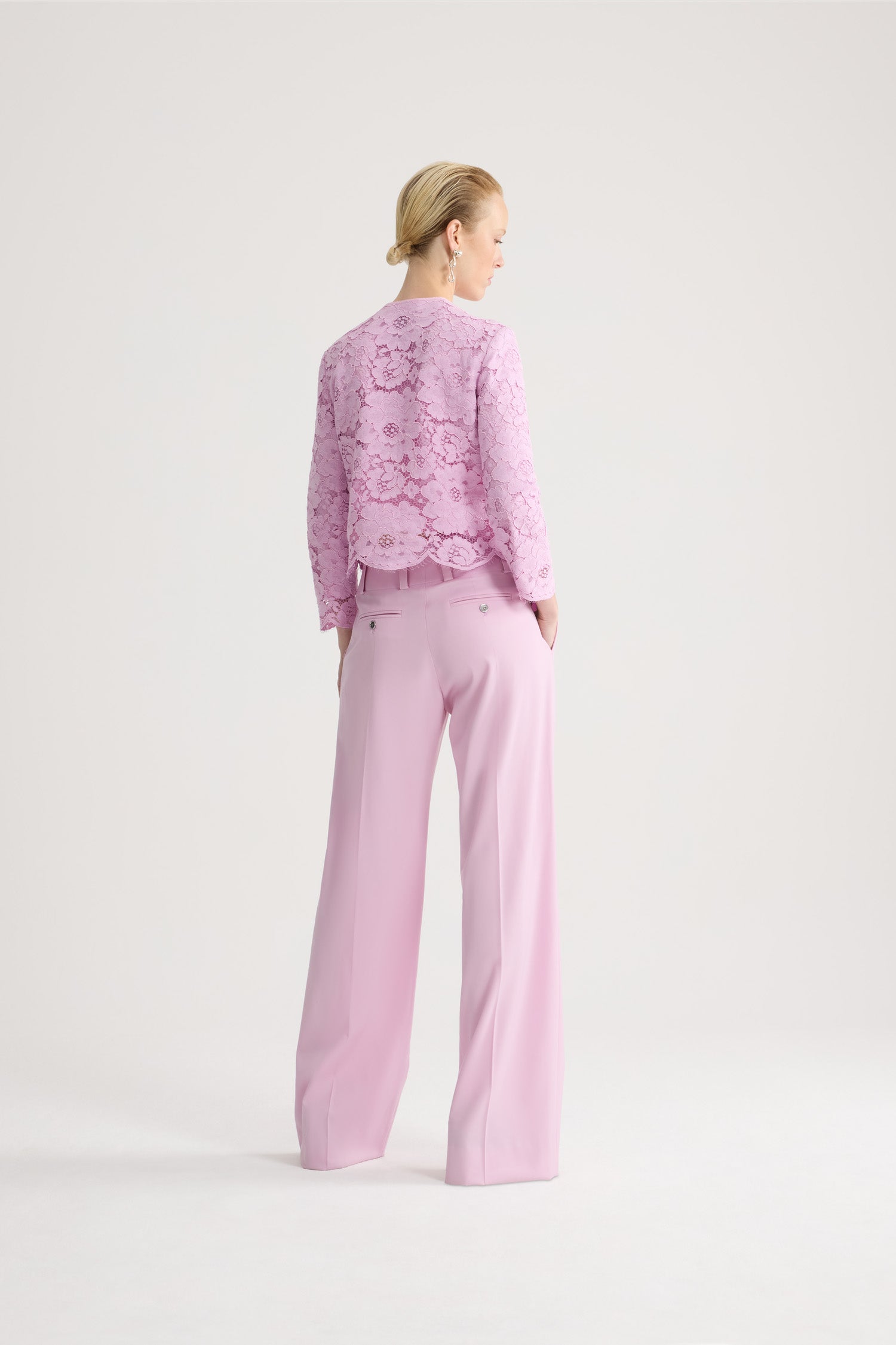 Patou P26JA0690247461P veste dentelle Pink Parfait sans col