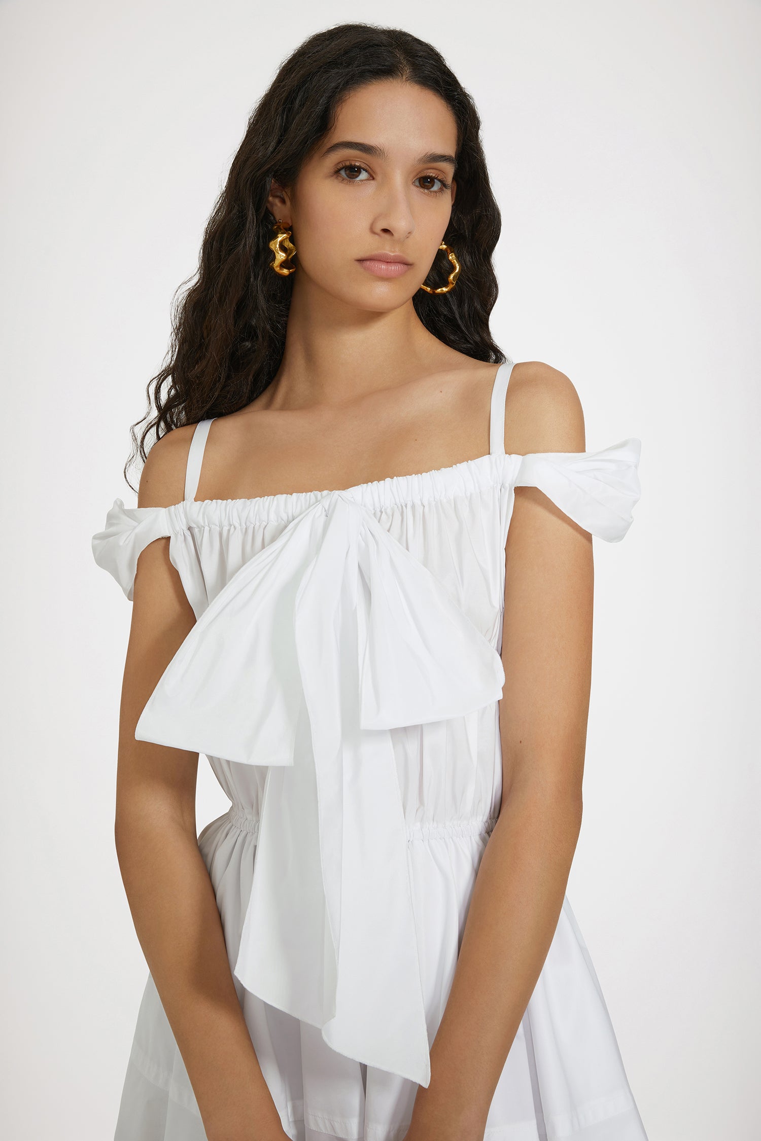 Patou P24DR133 robe midi blanche faille recyclée