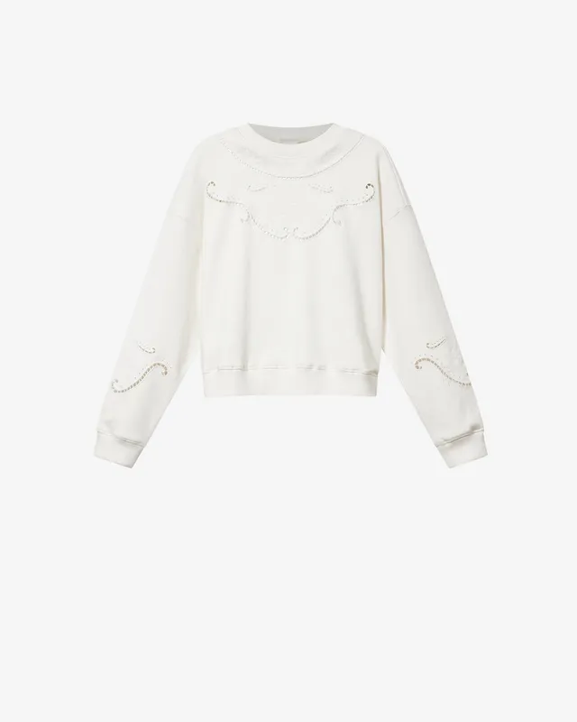 Isabel Marant Vella sweat coton écru brodé coupe ample
