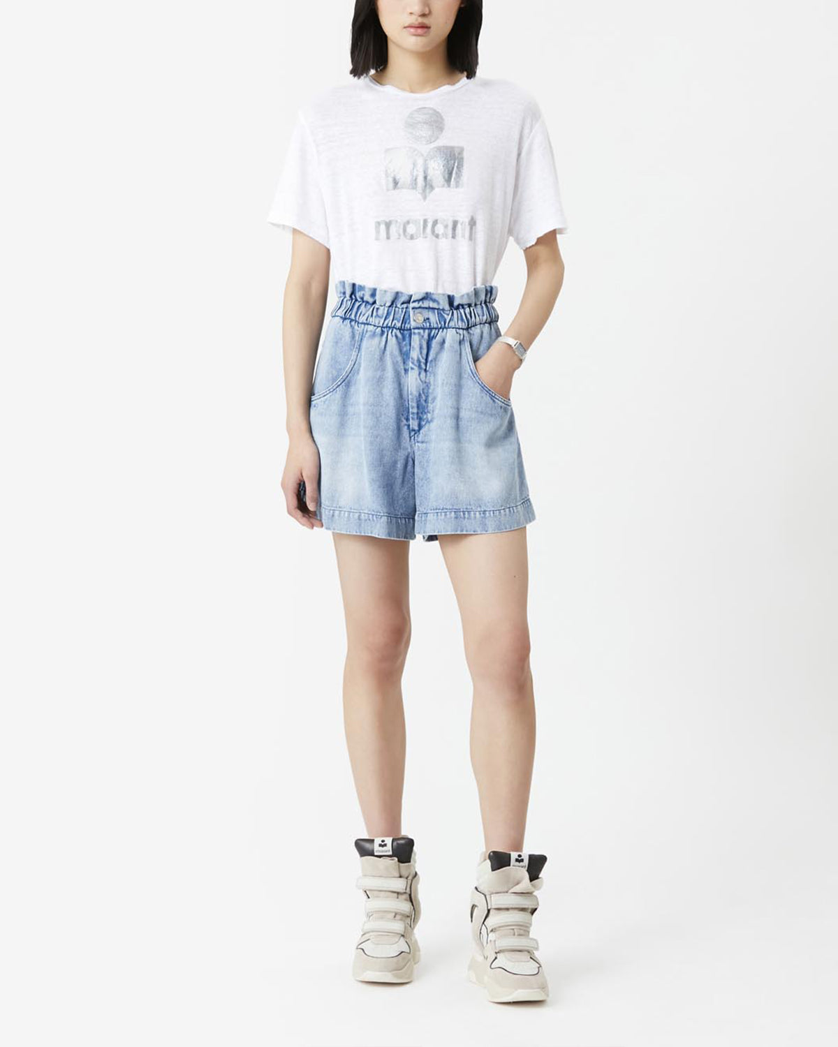 Isabel Marant Zewel t-shirt en lin blanc logo