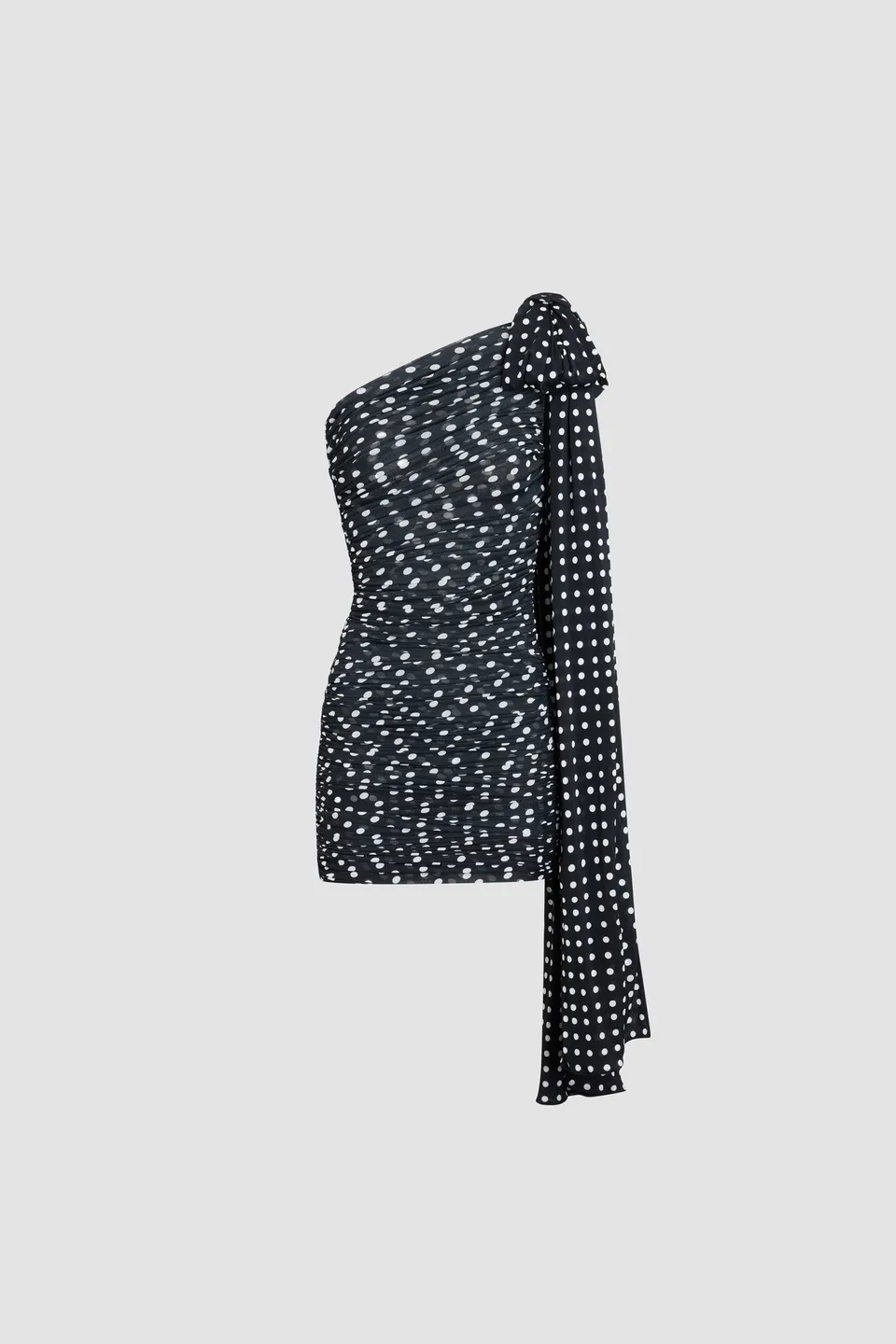 Patou DR232 robe drapée asymétrique pois bleu nuit