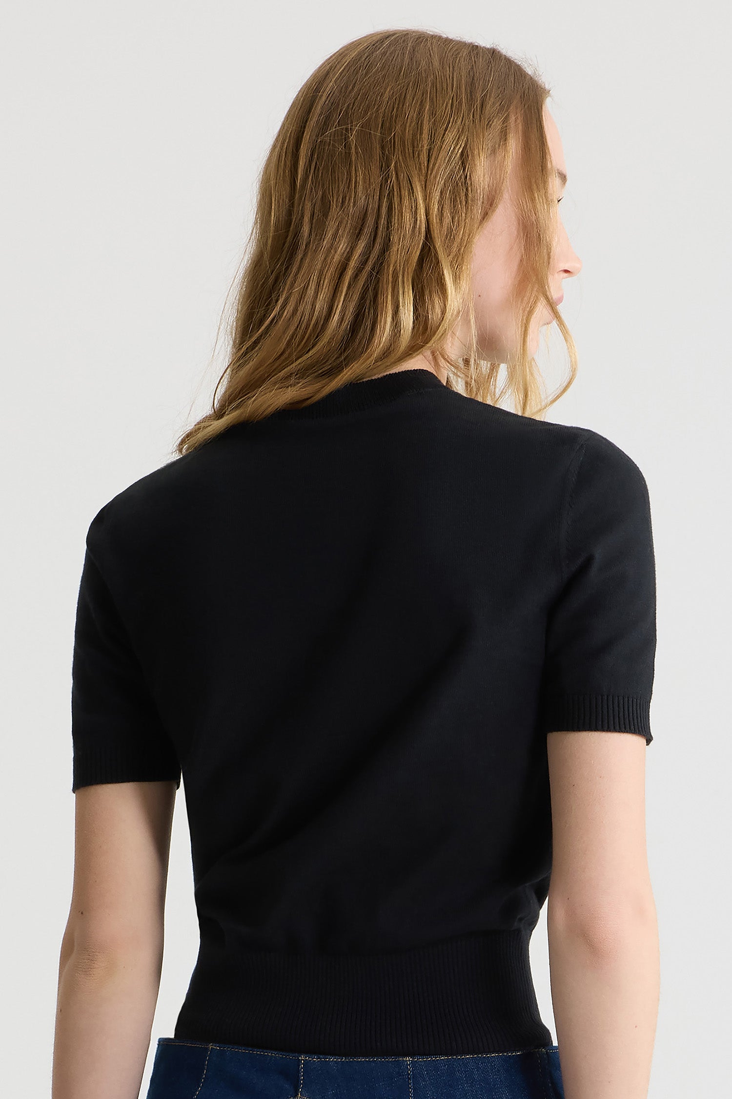 Patou P22KN068 top maille jacquard coton bio Black