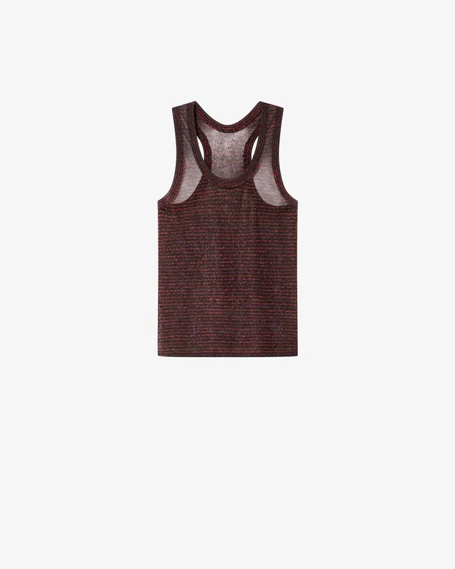Isabel Marant Cevara débardeur maille lurex noir-rouge