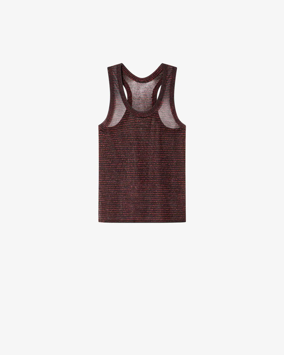 Isabel Marant Cevara débardeur maille lurex noir-rouge