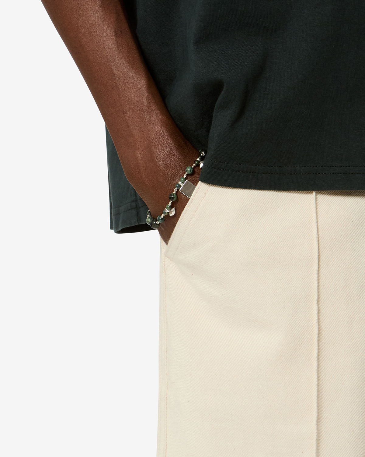Isabel Marant Jack bracelet jaspe vert foncé-argenté