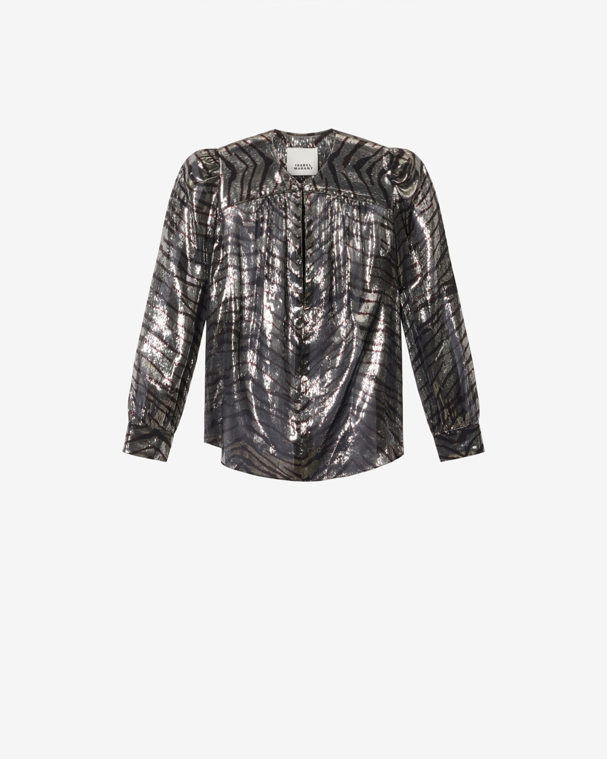 Isabel Marant Farali chemisier soie noir et argenté