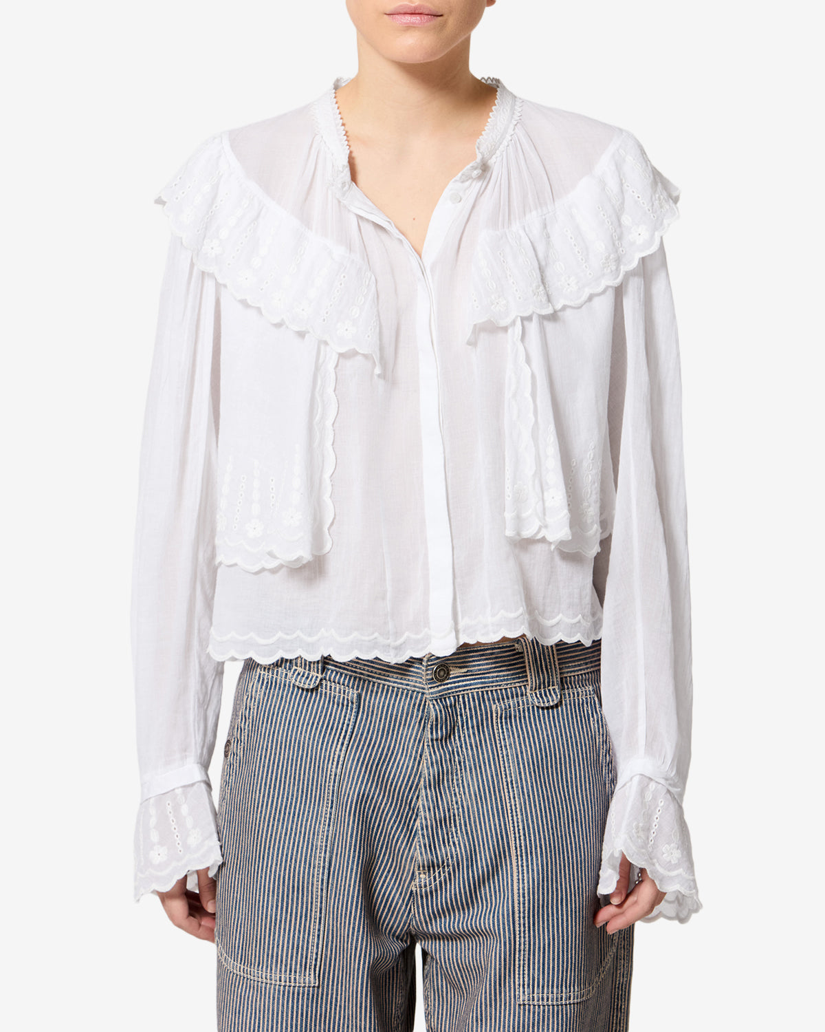 Isabel Marant Kelmon blouse broderie anglaise blanc volants