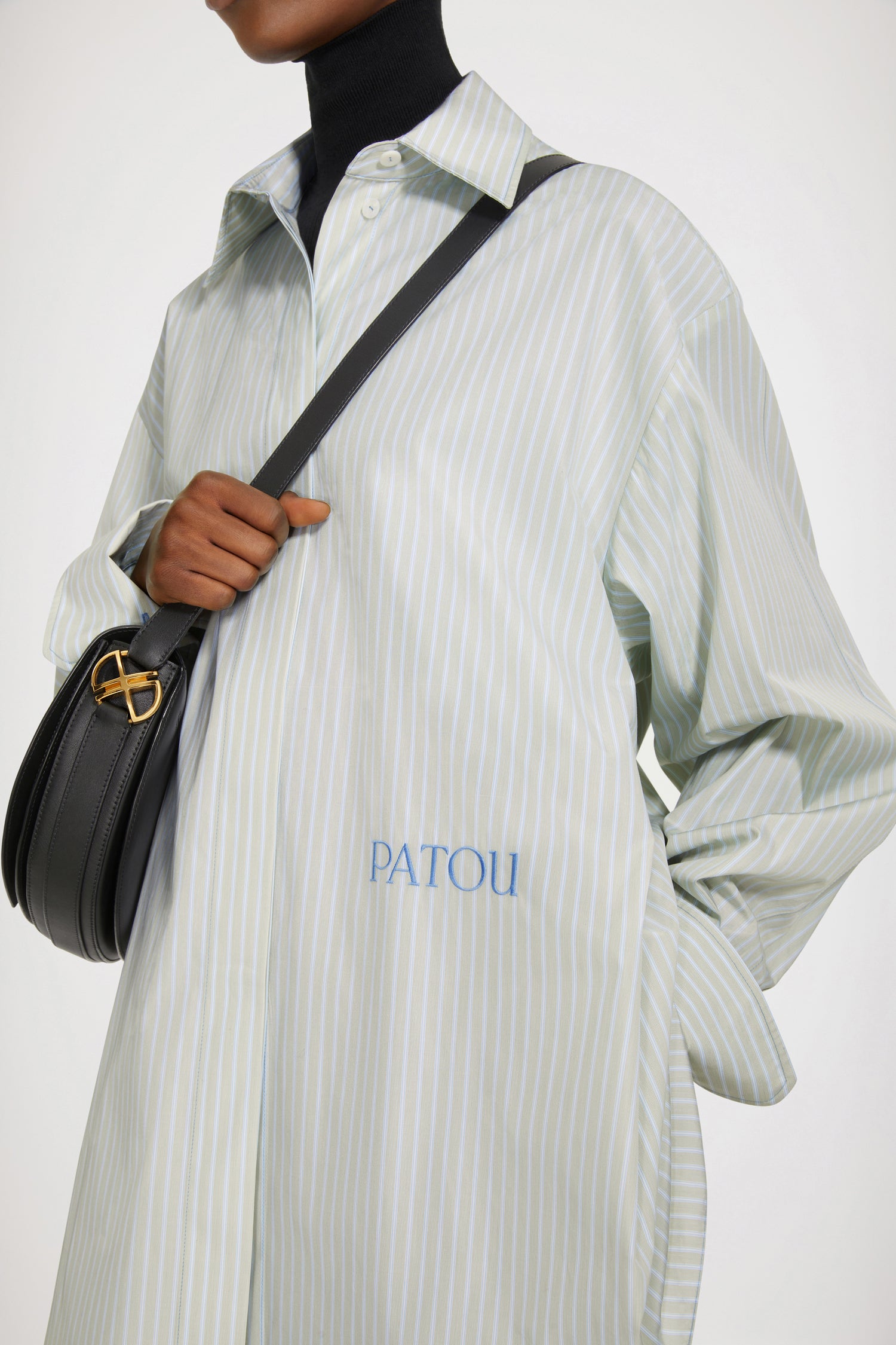 Patou DR101 robe chemise coton bio vert raye 38
