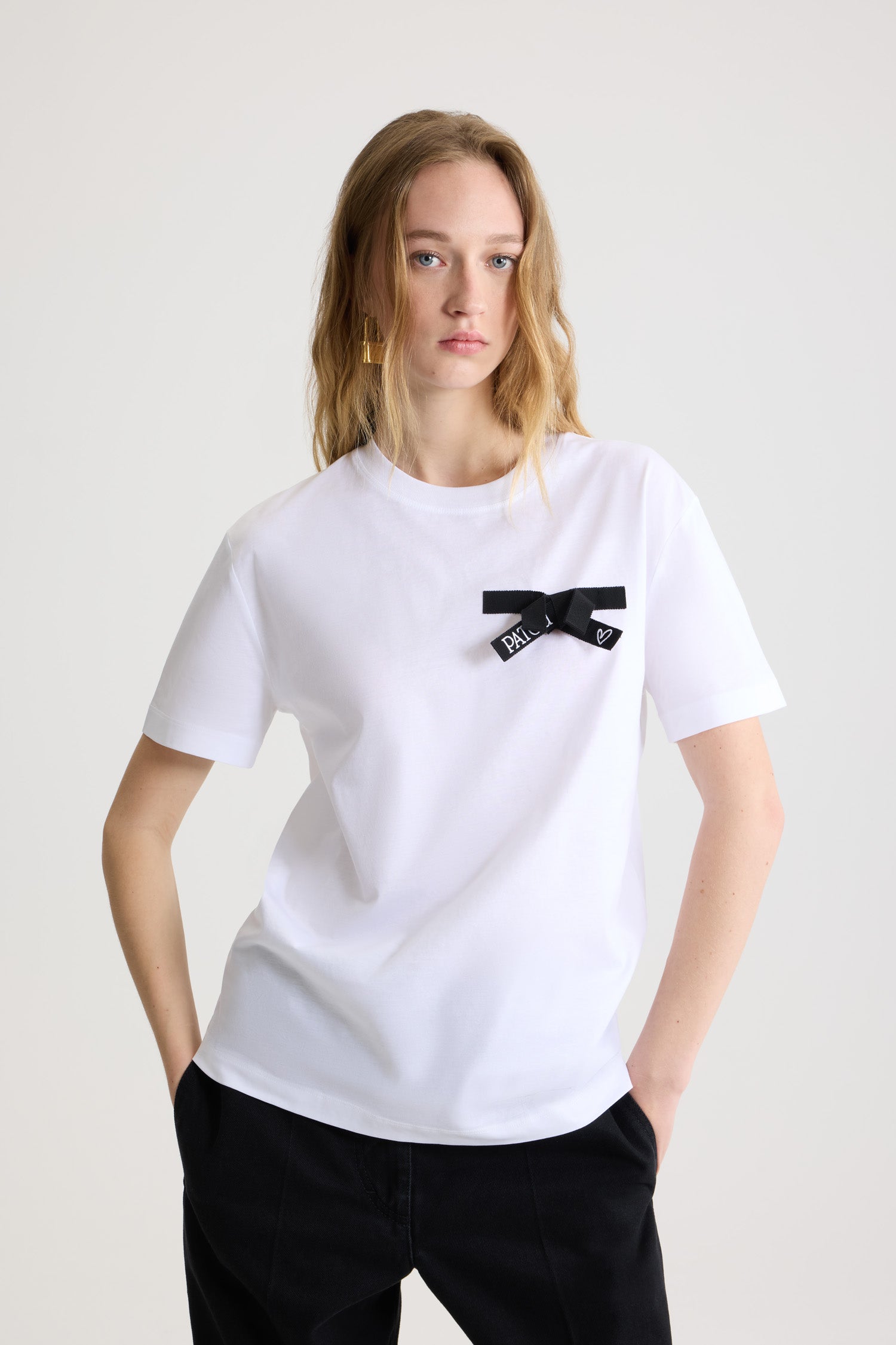 Patou JE185 t-shirt noir coton bio nœud XS-XL
