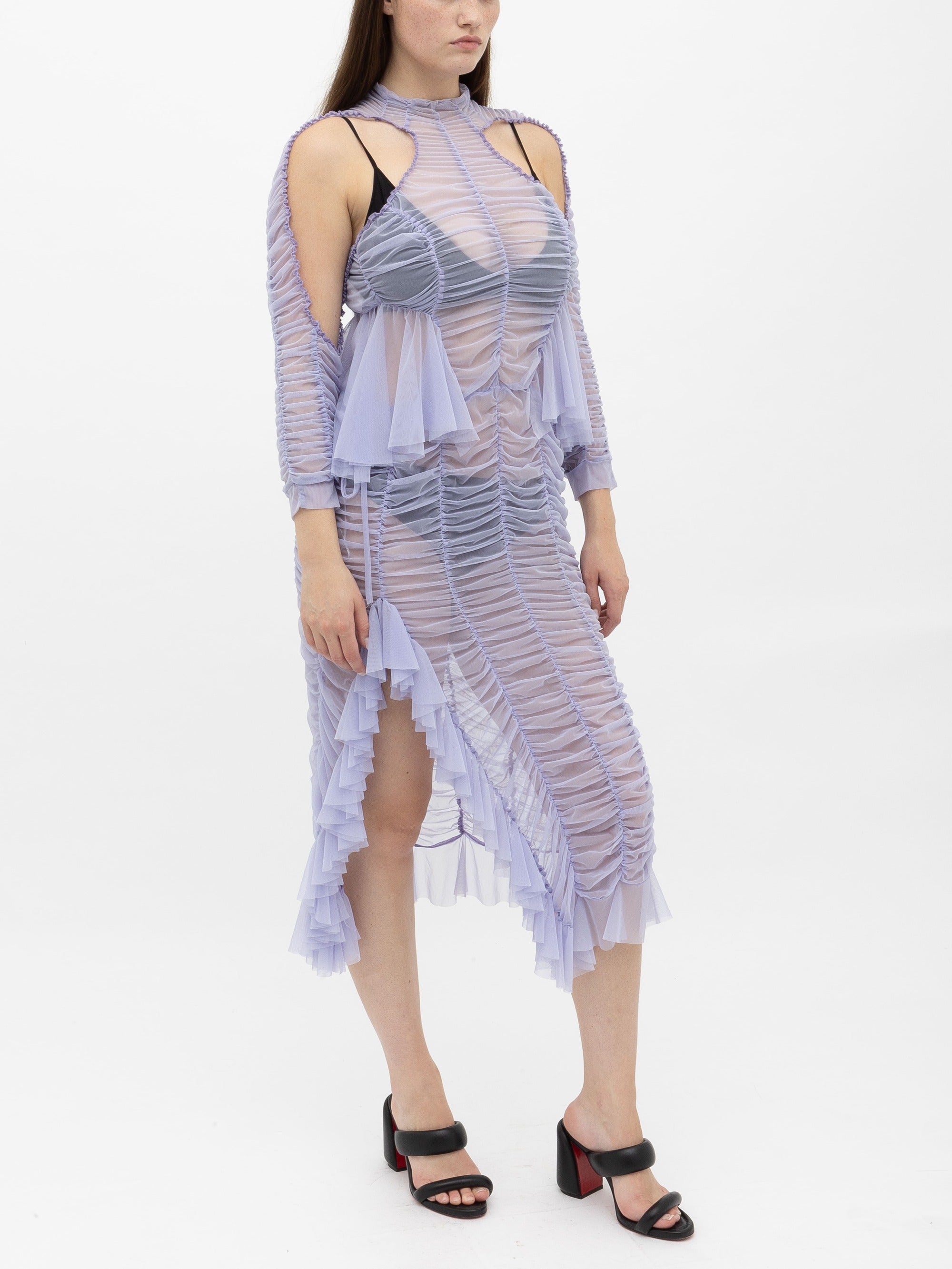 Ester Manas Signature Ruched Dress robe lavande froncée