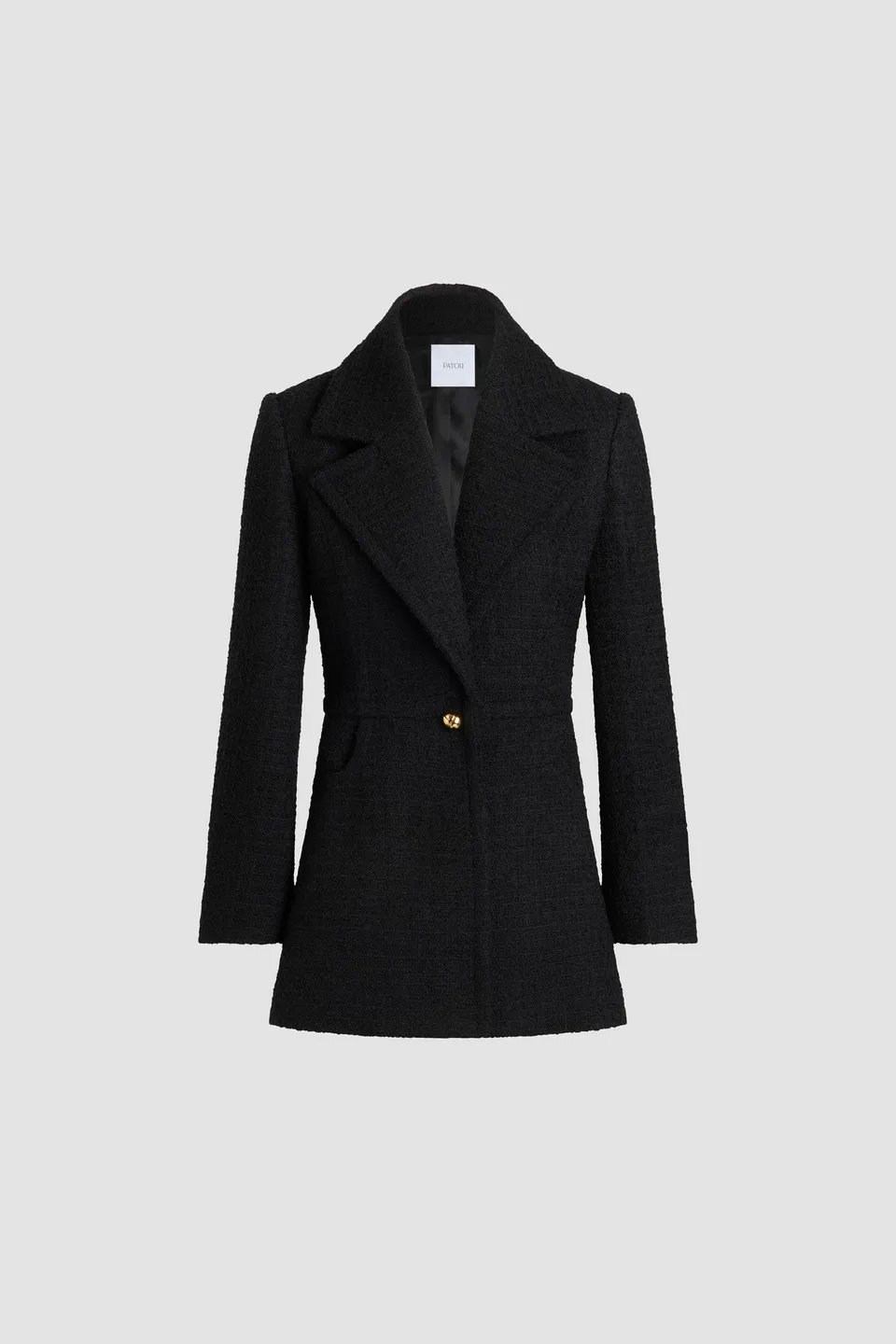 Patou JA056 veste tweed laine noire longue