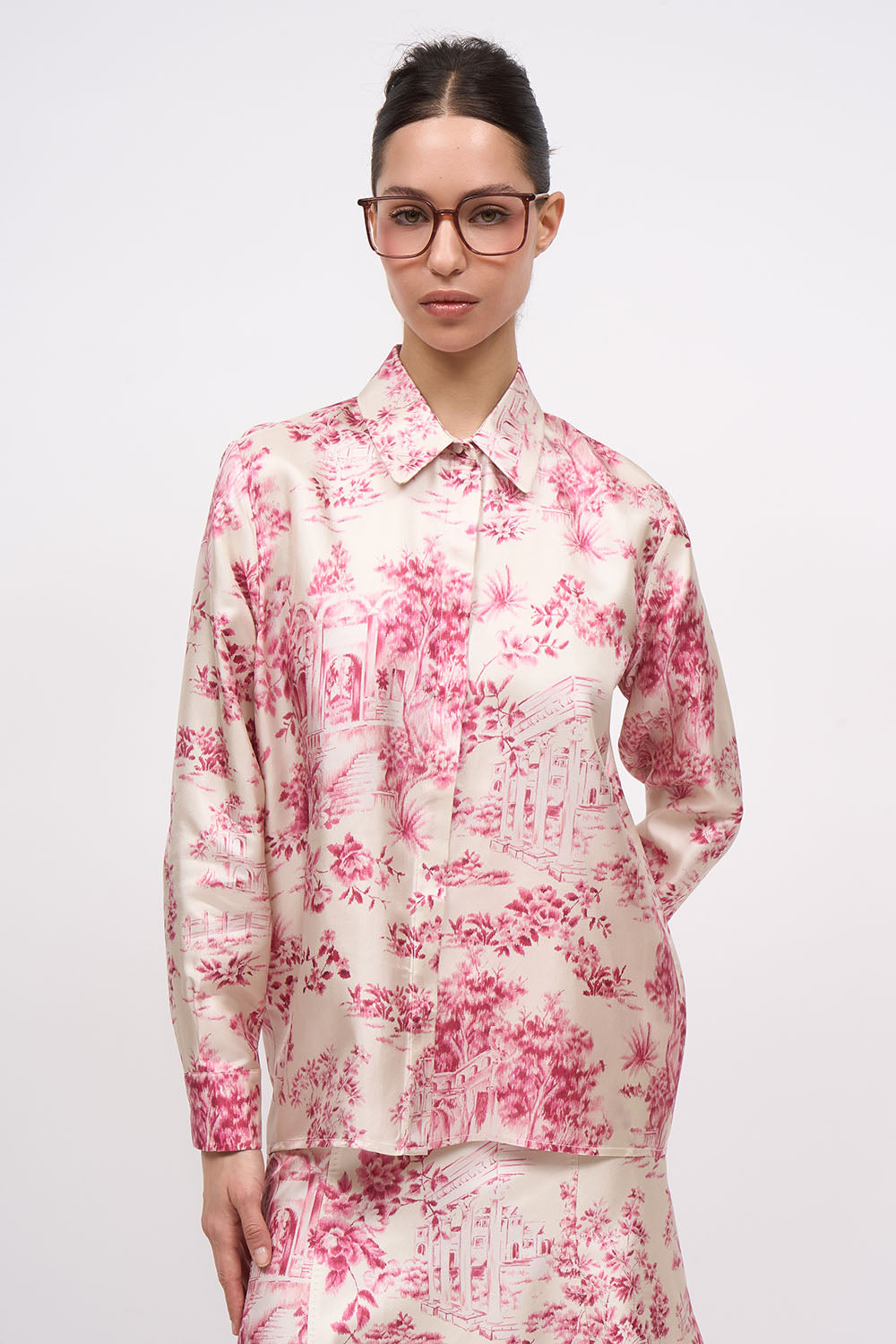 Paul & Joe Gardenia chemise soie rose toile de Jouy