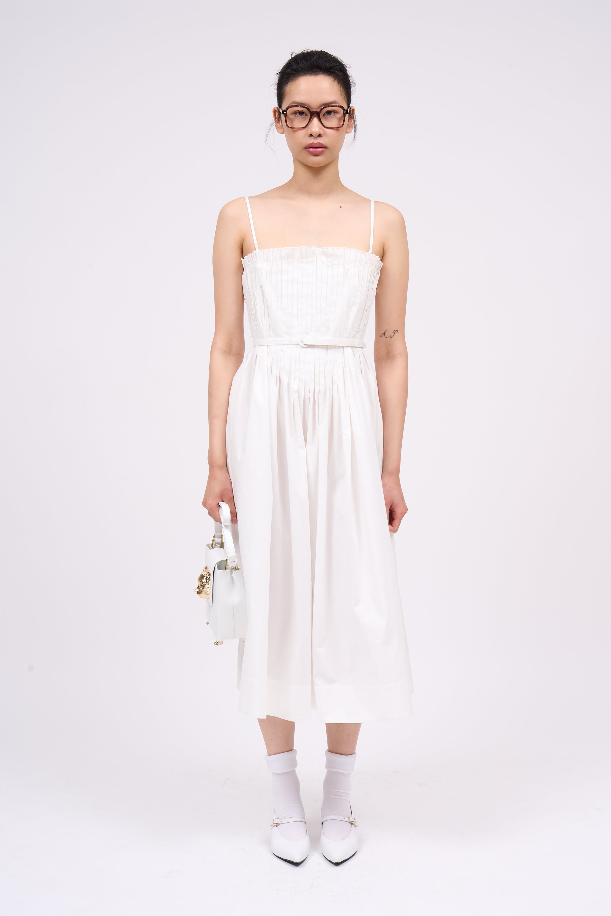 Paul & Joe Clara robe bustier midi coton blanc 36