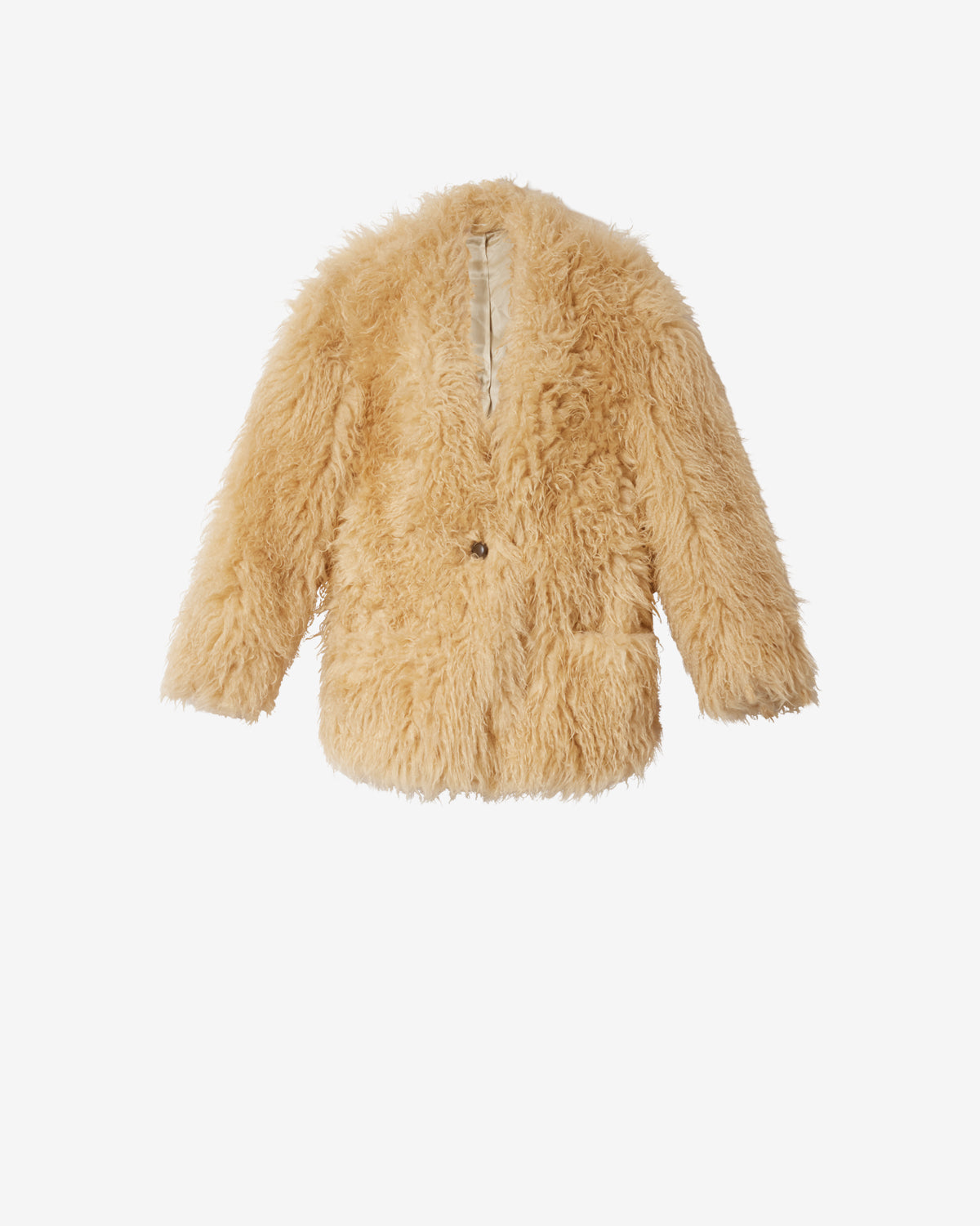 Isabel Marant Mylae manteau fausse fourrure jaune pâle
