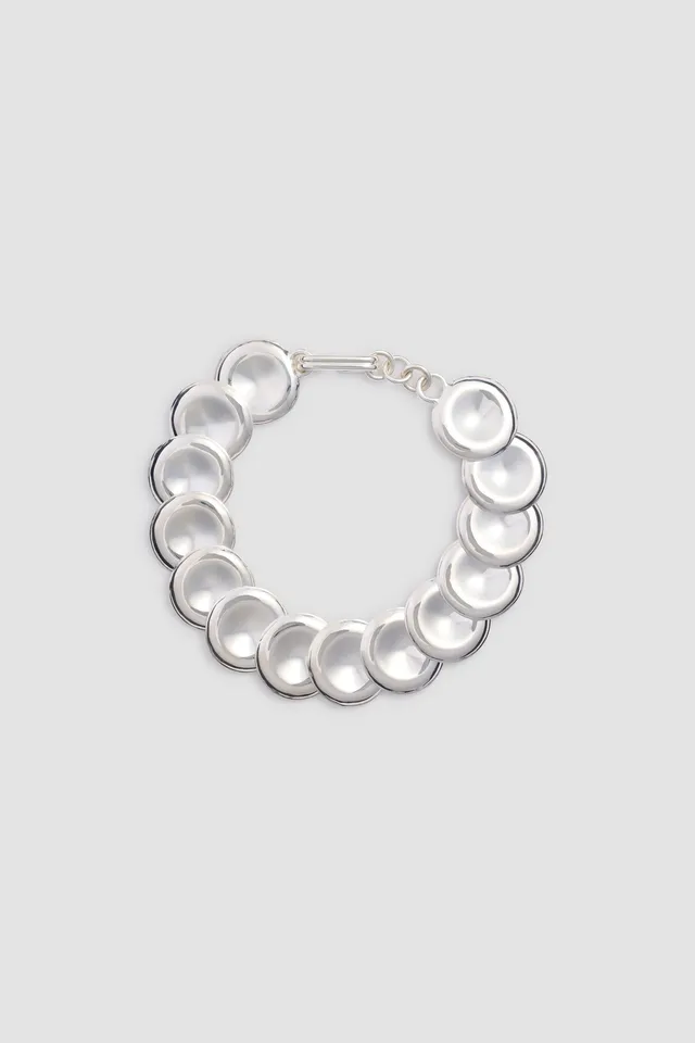 Patou Disc PM JW174 collier ras cou disques argenté