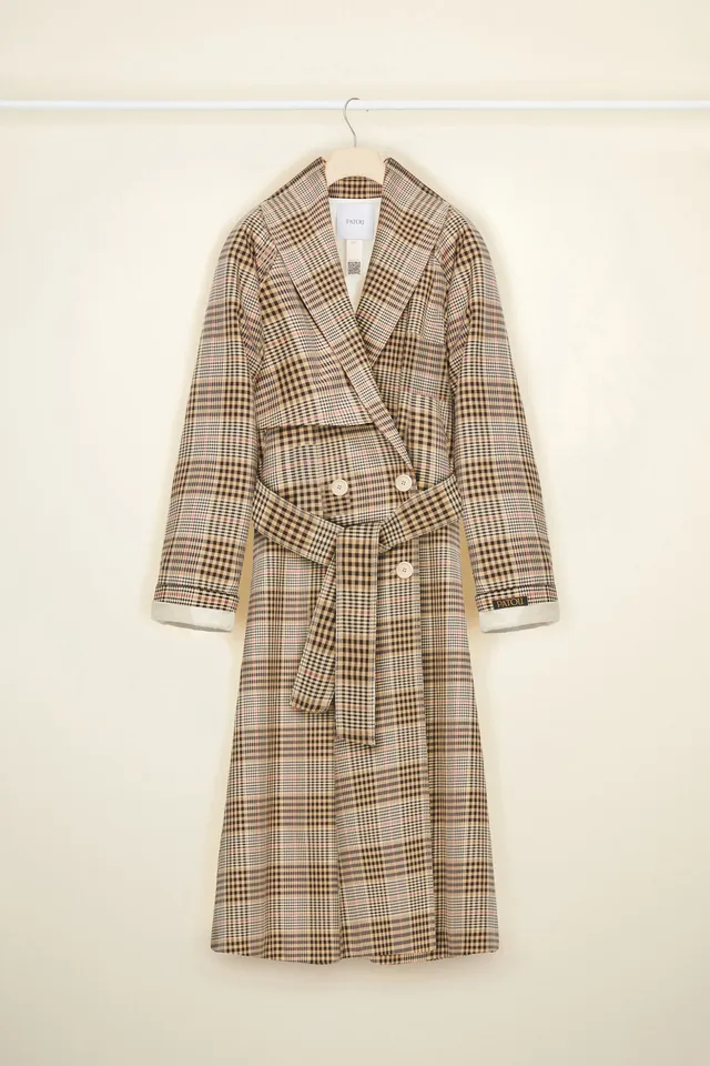 Patou Coats A20CO00500515027 trench tartan gabardine coton