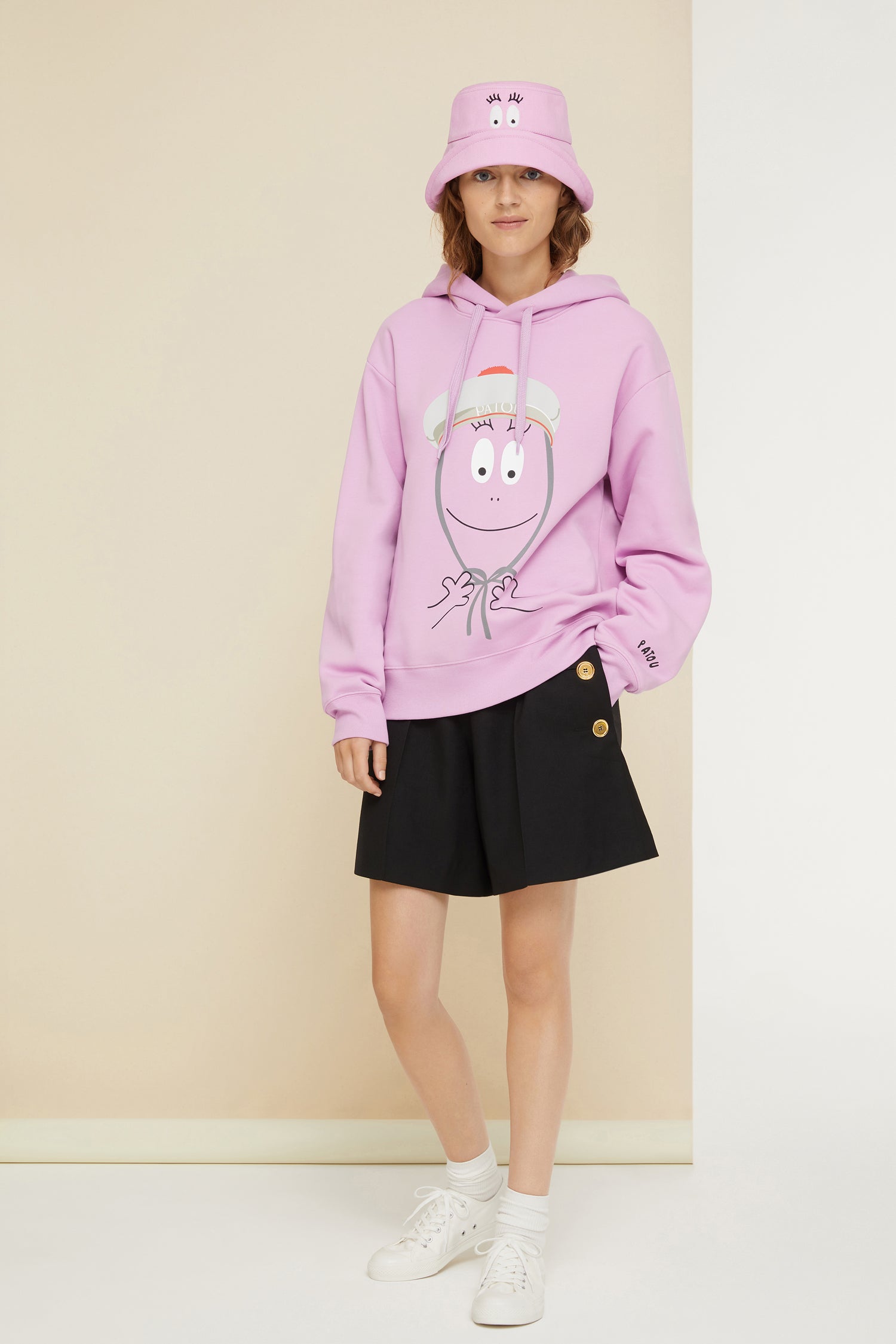 Patou Barbapapa JE048 sweat à capuche coton bio lilas
