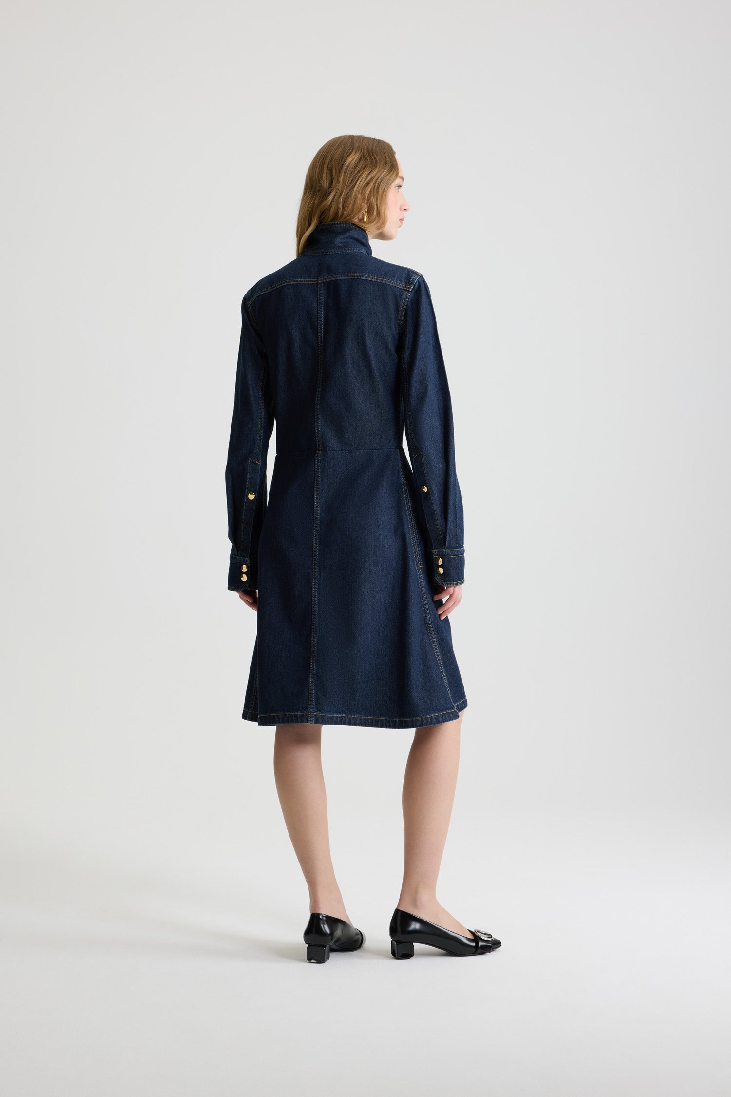 Patou Denim robe jean H25DR194 Blue Moon Rodeo rayée